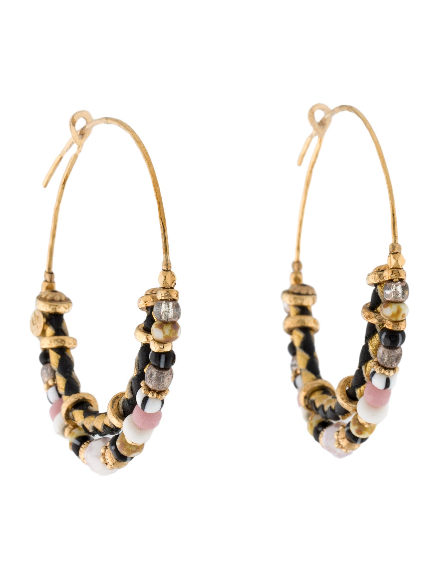 Gas Bijoux Leather & Bead Comedia Hoop Earrings