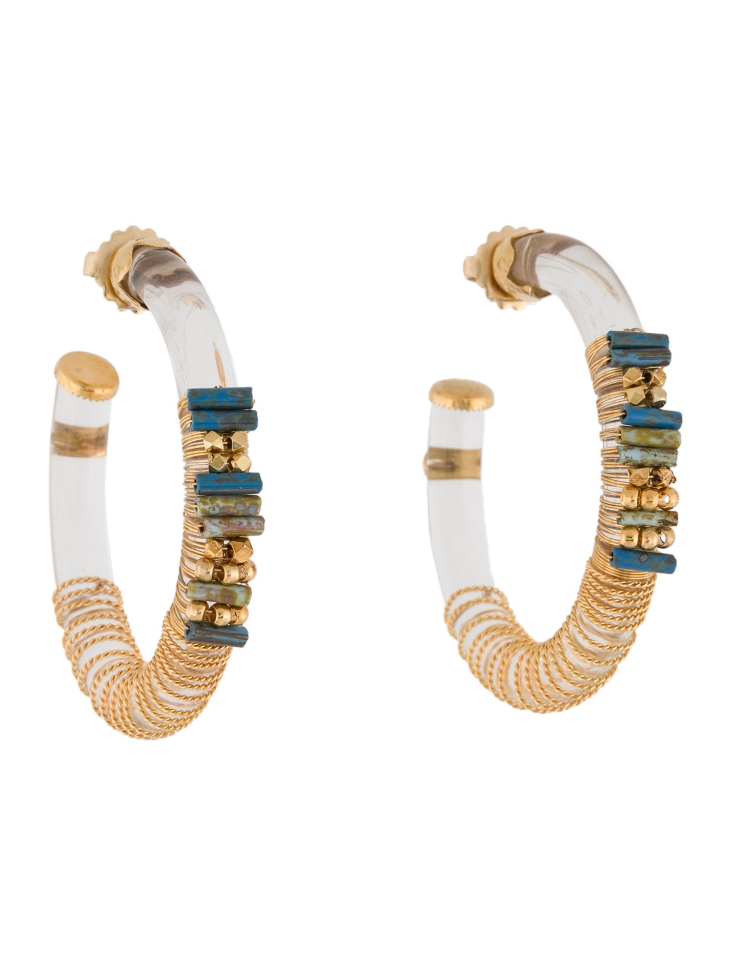 Gas Bijoux Bead & Wire Wrapped Acetate Hoop Earrings