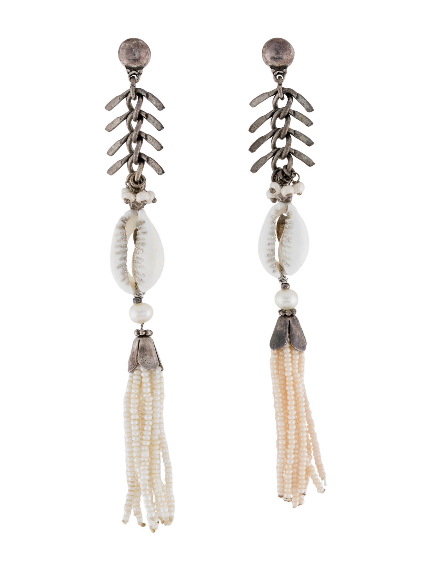 Gas Bijoux Faux Pearl & Shell Beaded Drop Earrings
