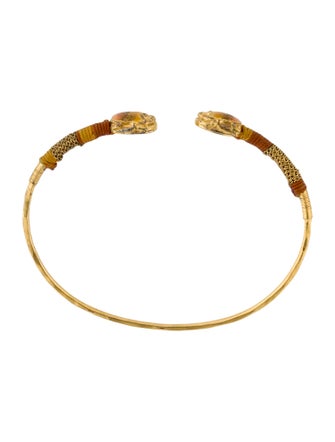 Gas Bijoux Enamel & Cord Beatle Open Cuff Bracelet