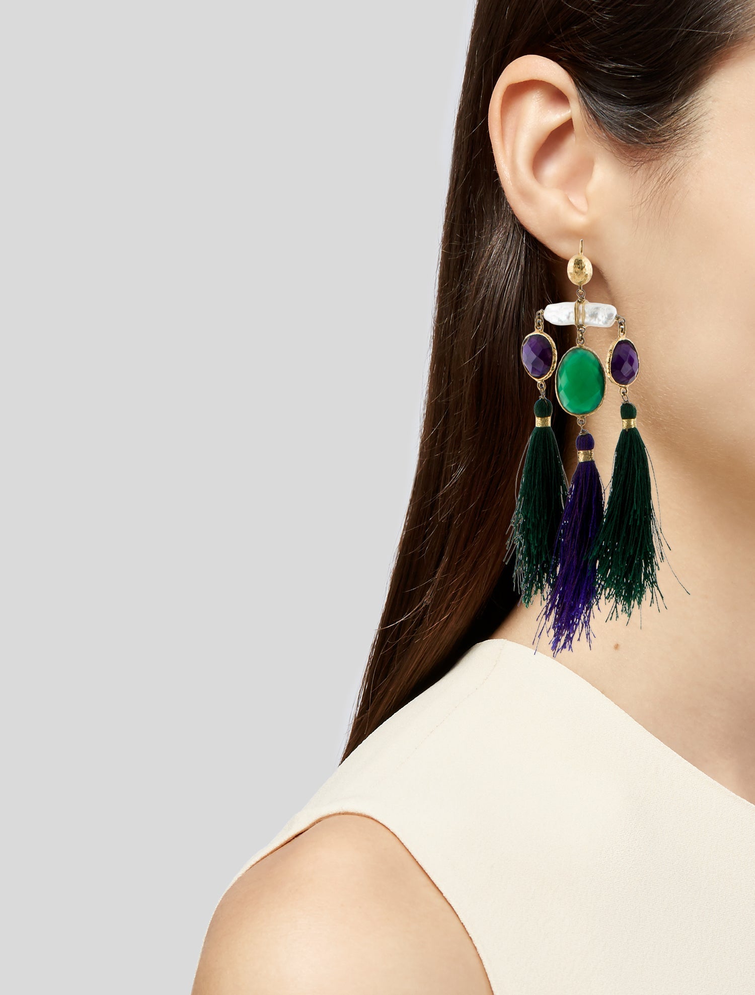 Gas Bijoux Cultured Pearl & Stone Drop Earrings