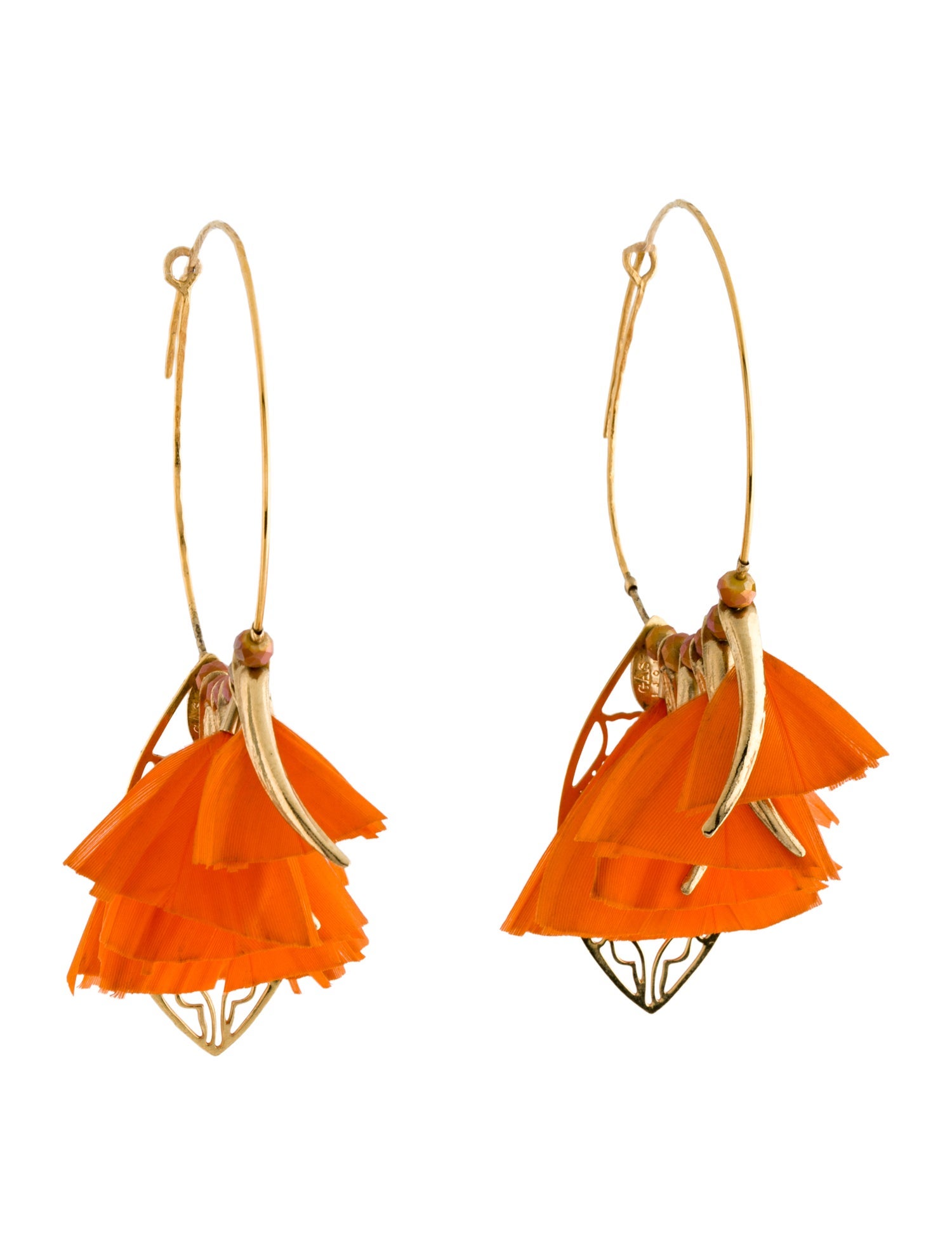 Gas Bijoux Feather & Bead 'Marly' Hoop Earrings