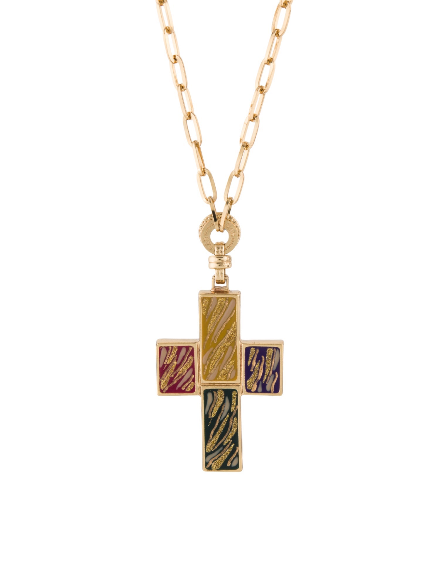 Gas Bijoux Enamel Croix Pendant Necklace