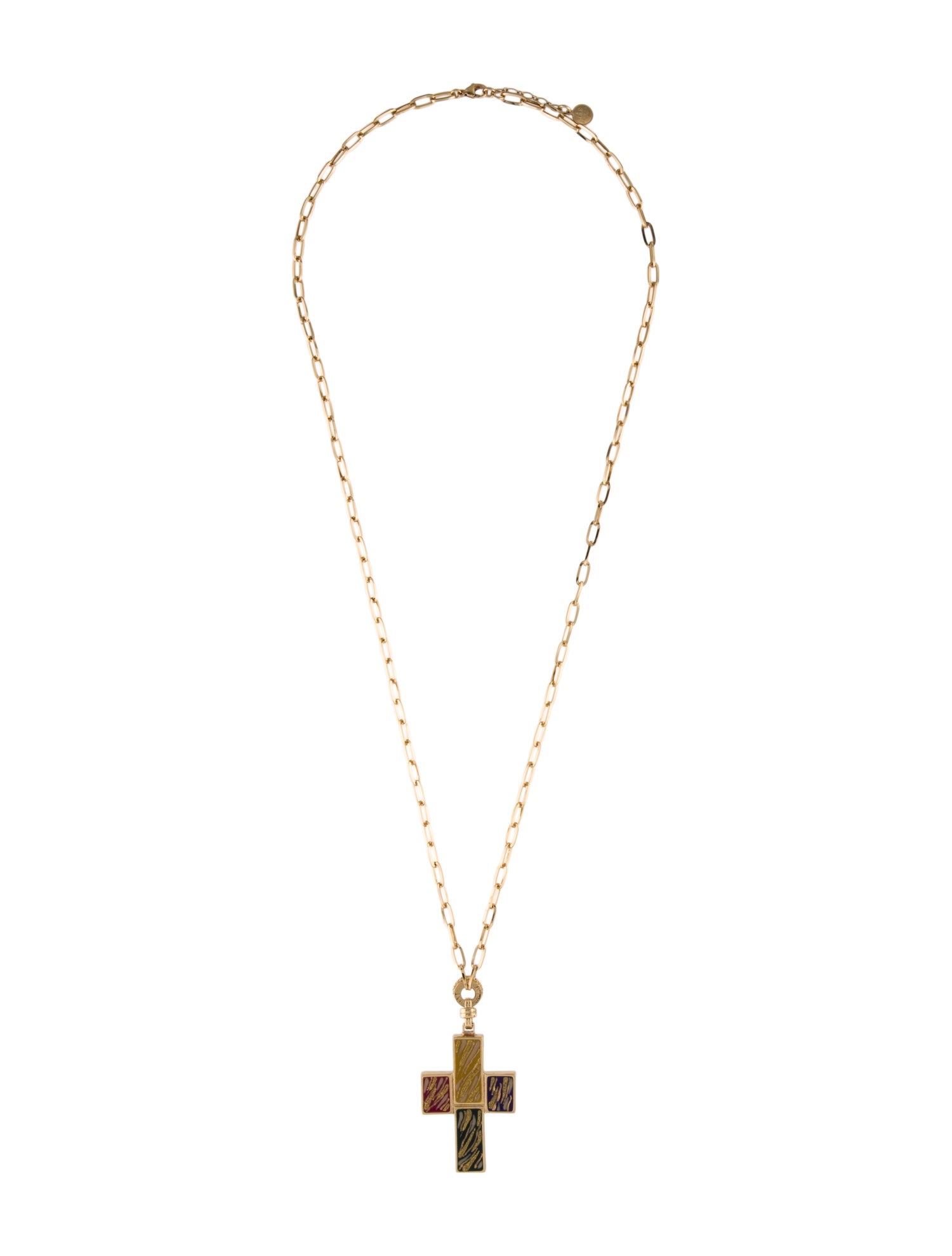 Gas Bijoux Enamel Croix Pendant Necklace