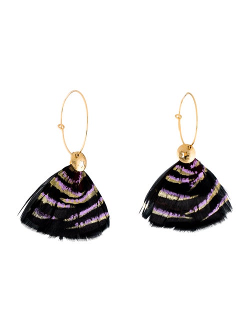 Gas Bijoux Feather Drop Hoop Earrings