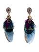 Gas Bijoux Feather Crystal Sao Drop Earrings