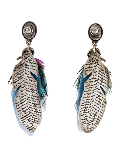 Gas Bijoux Feather Crystal Sao Drop Earrings