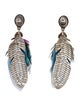 Gas Bijoux Feather Crystal Sao Drop Earrings