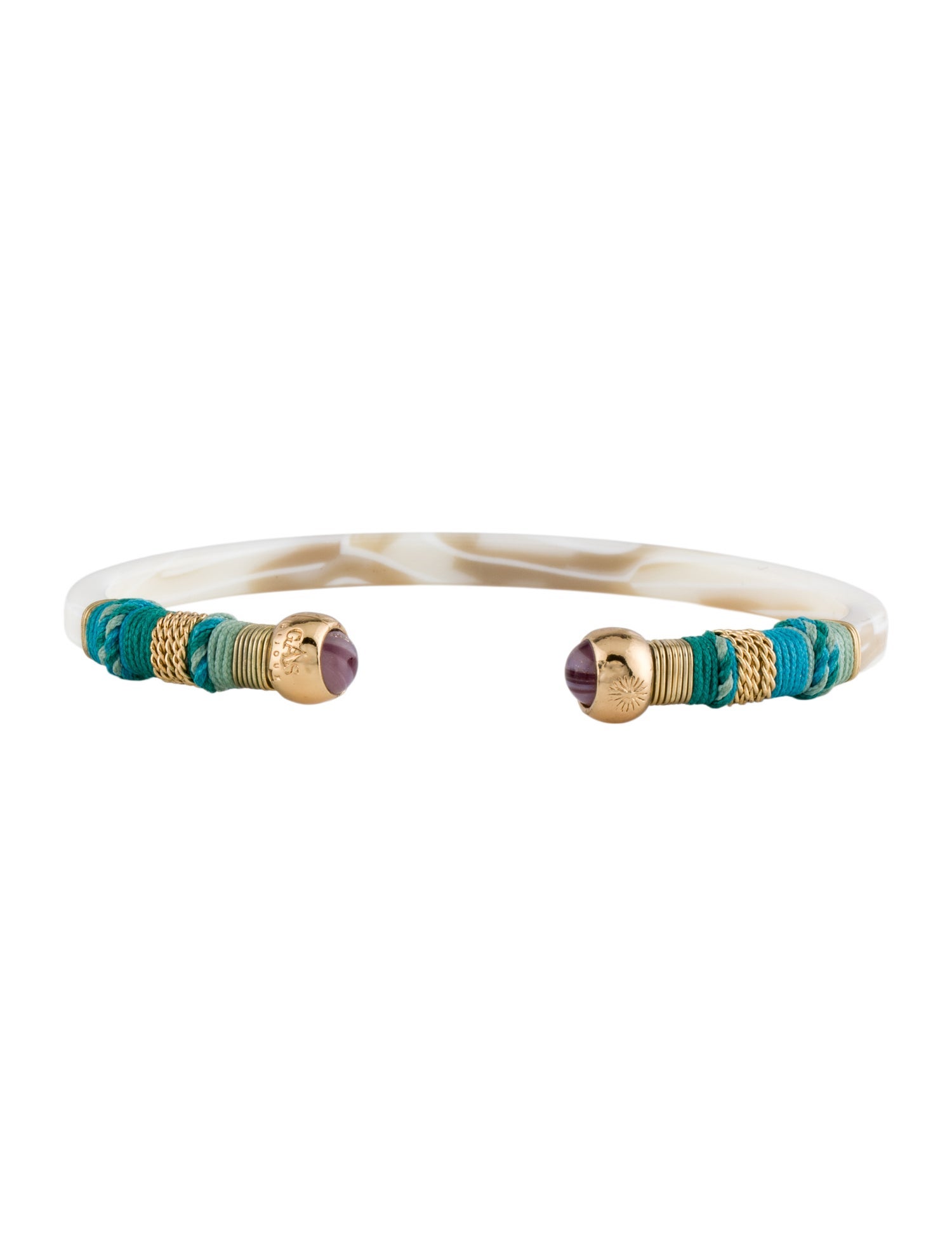 Gas Bijoux Sari Acetate, Thread & Glass Bead Cuff Bracelet