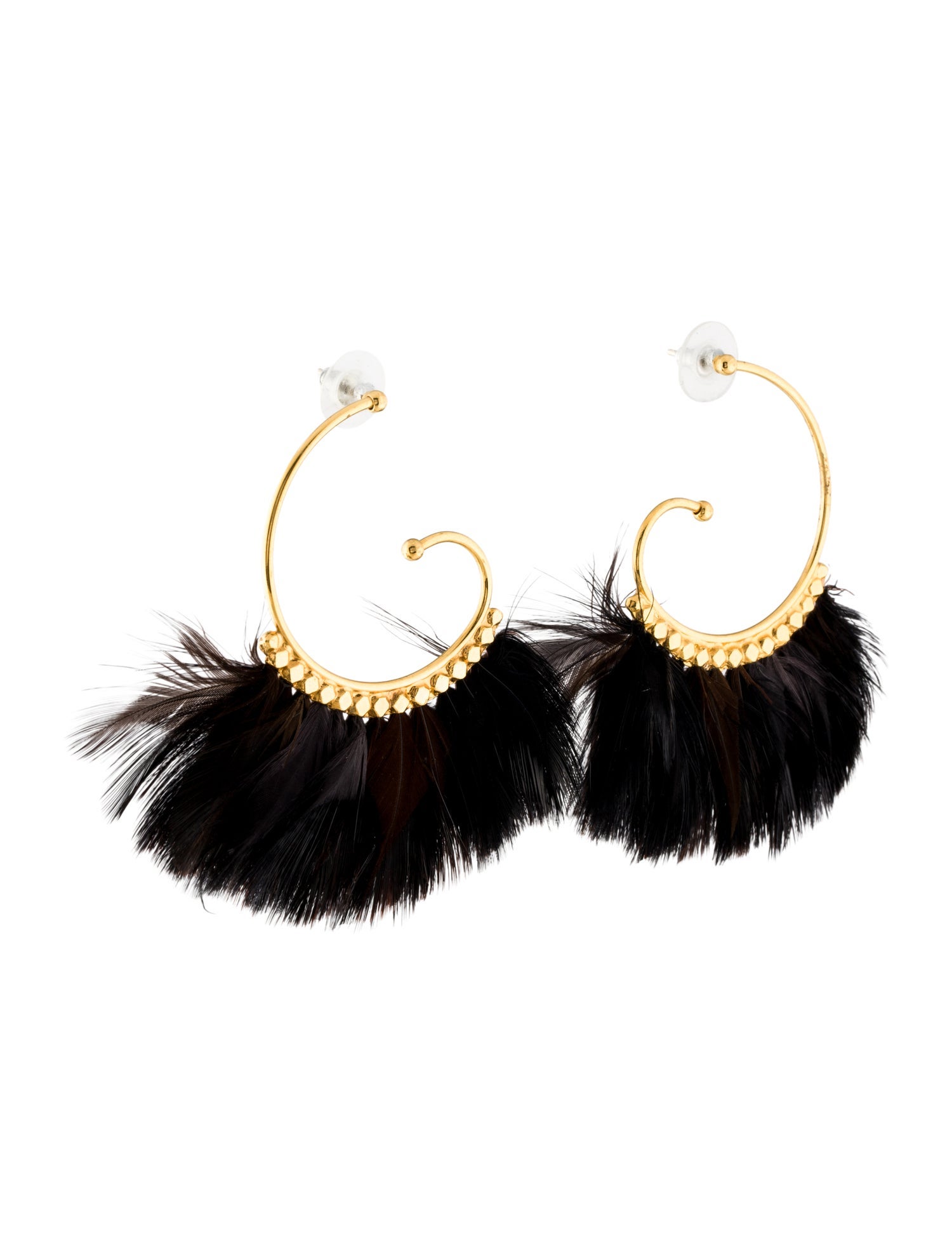 Gas Bijoux Feather Buzios Hoop Earrings
