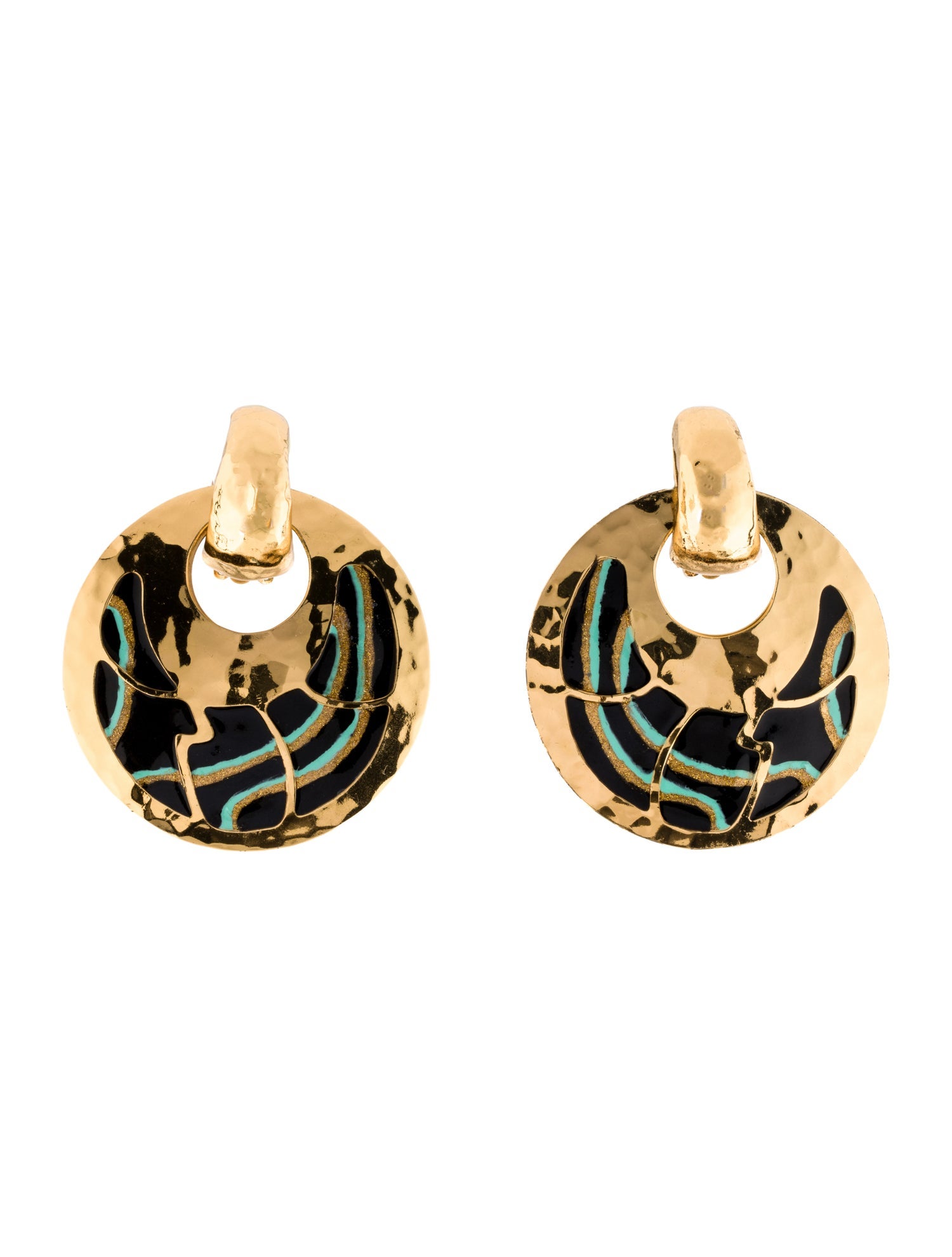 Gas Bijoux Enamel Clip-On Drop Earrings