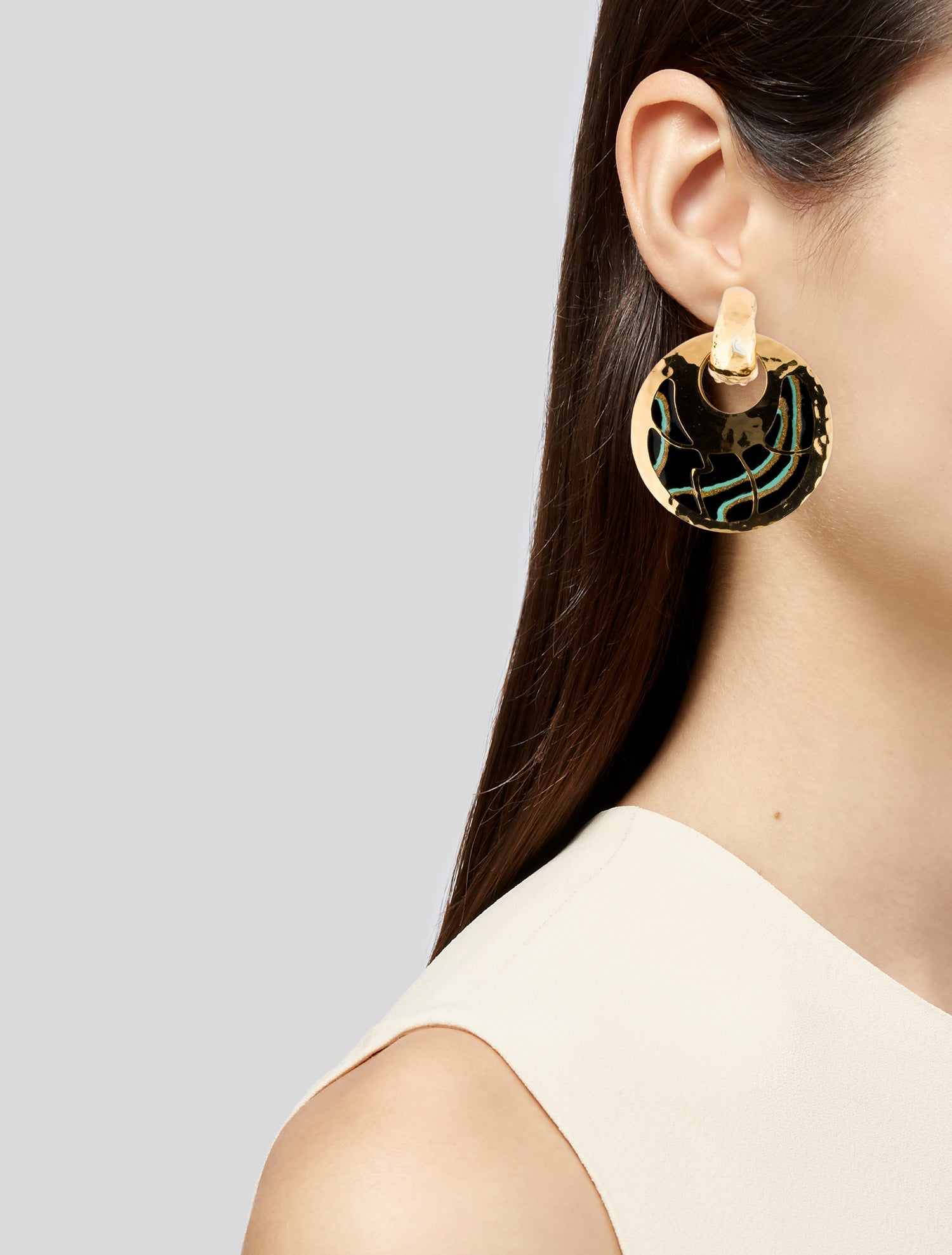 Gas Bijoux Enamel Clip-On Drop Earrings
