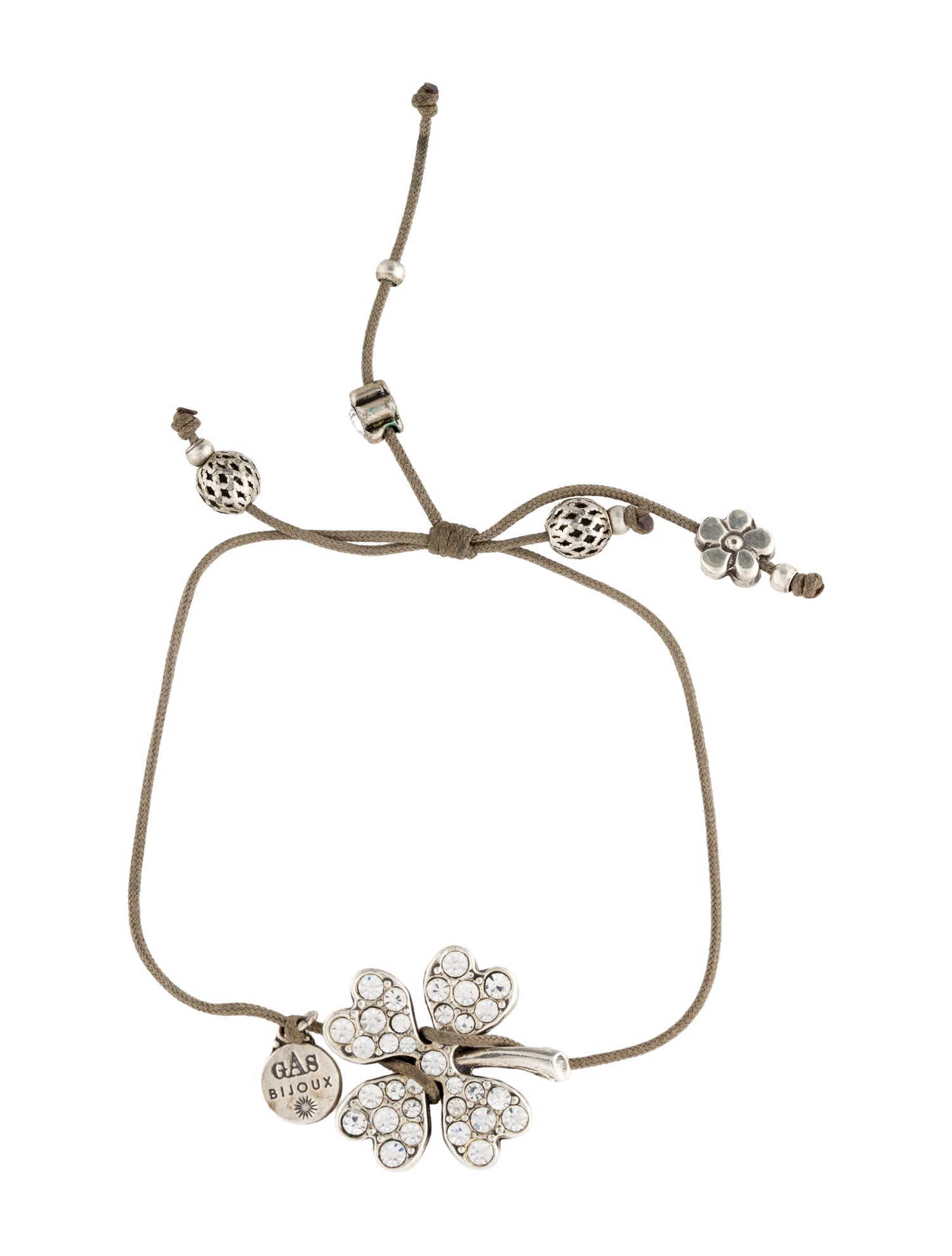 Gas Bijoux Crystal Shamrock Charm Bracelet