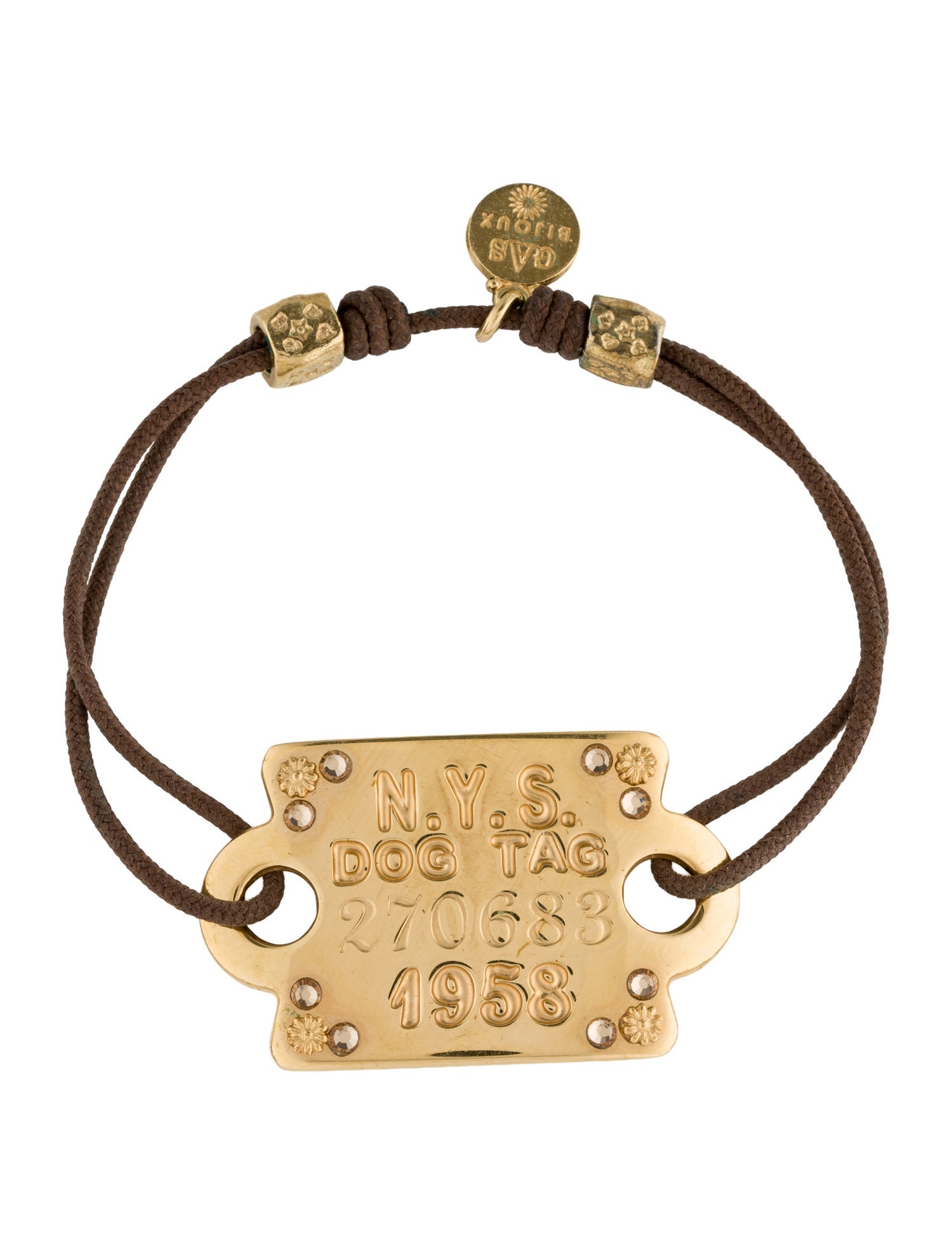 Gas Bijoux Crystal Dog Tag Charm Bracelet