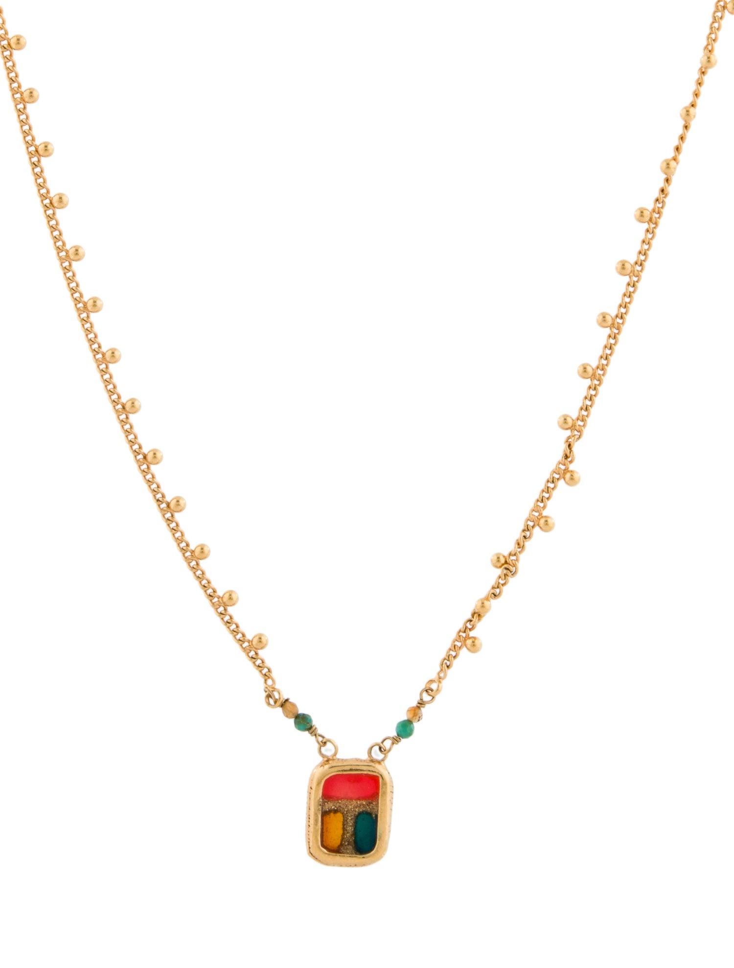 Gas Bijoux Enamel Scapulaire Layered Double Strand Necklace