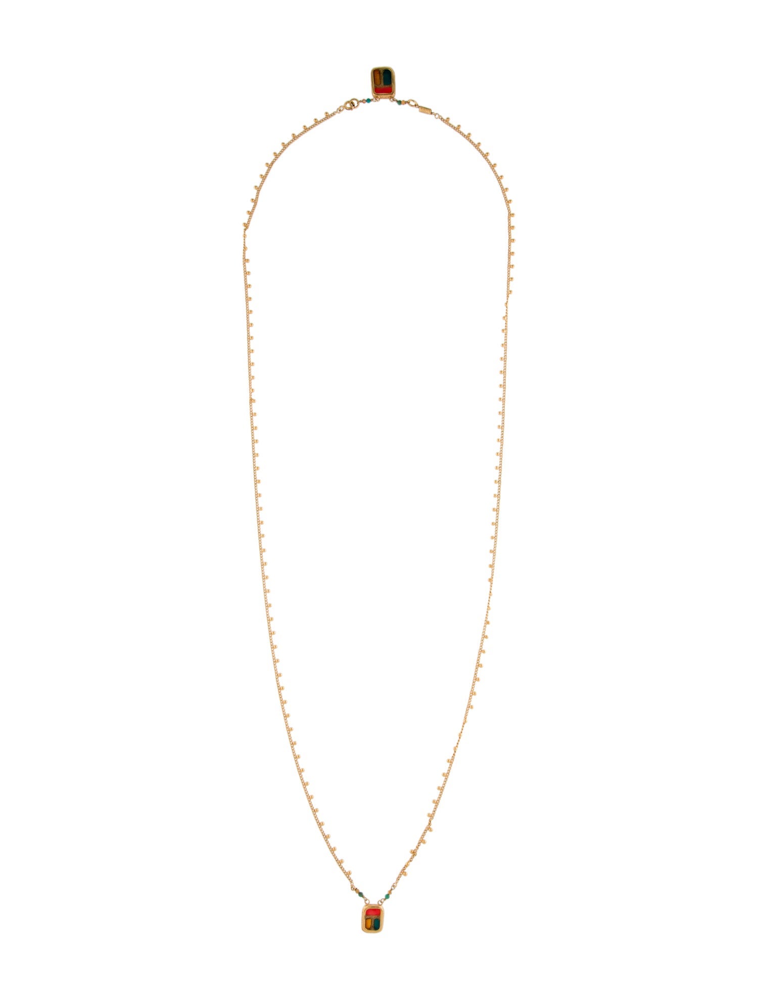 Gas Bijoux Enamel Scapulaire Layered Double Strand Necklace