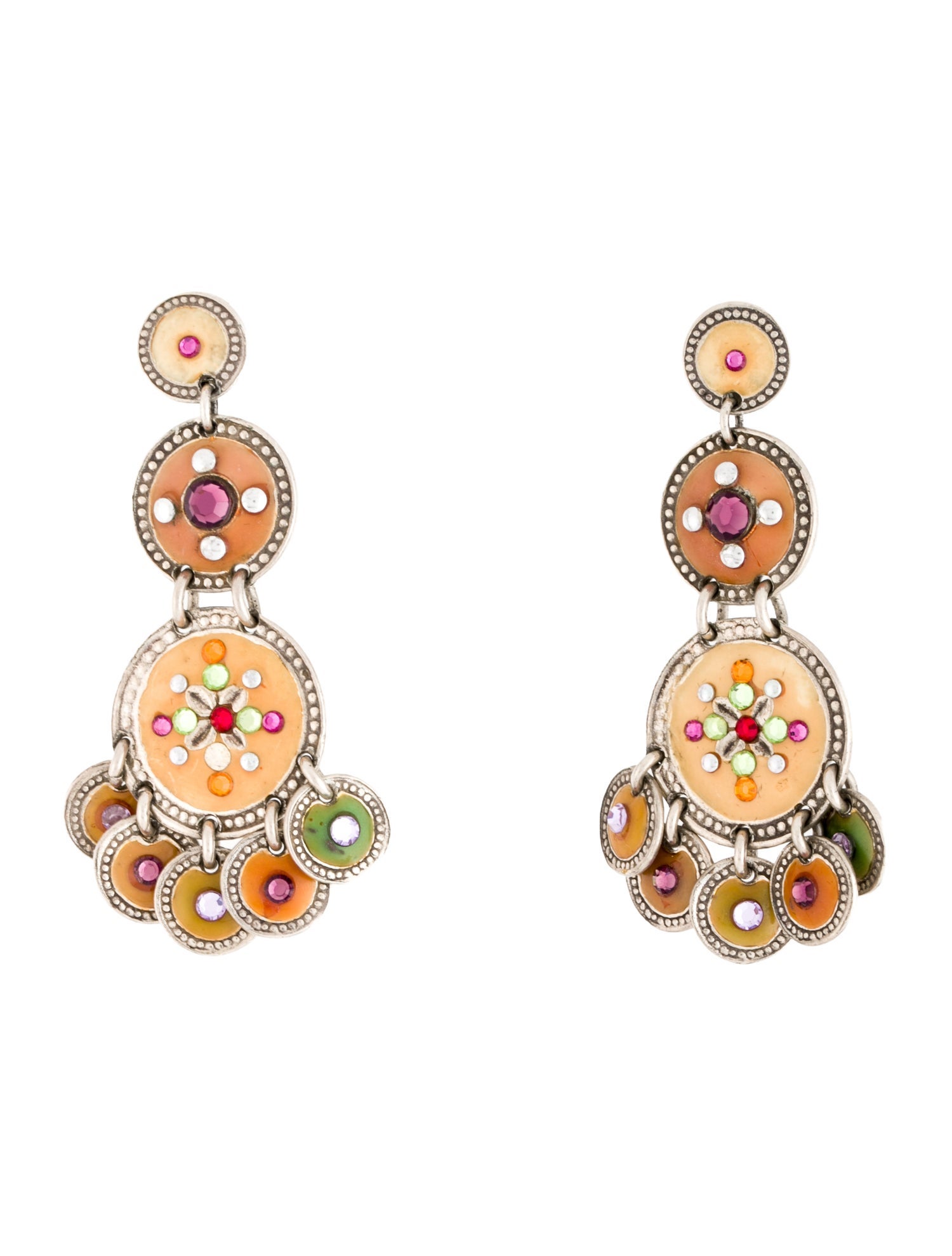 Gas Bijoux Crystal & Enamel Clip-On Drop Earrings