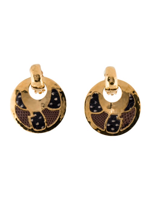 Gas Bijoux Leather Clip On Drop Earrings