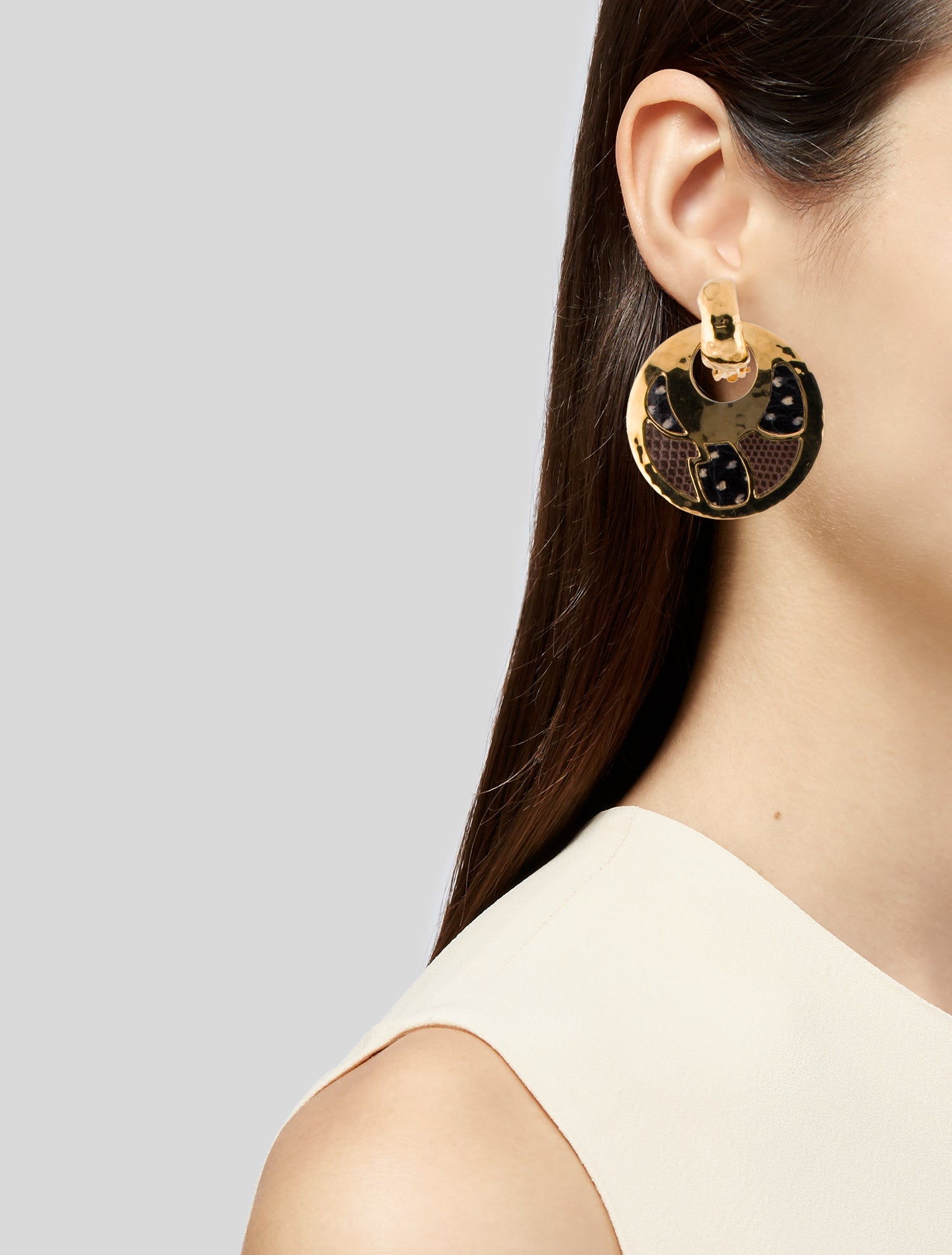 Gas Bijoux Leather Clip On Drop Earrings