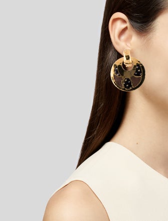 Gas Bijoux Leather Clip On Drop Earrings