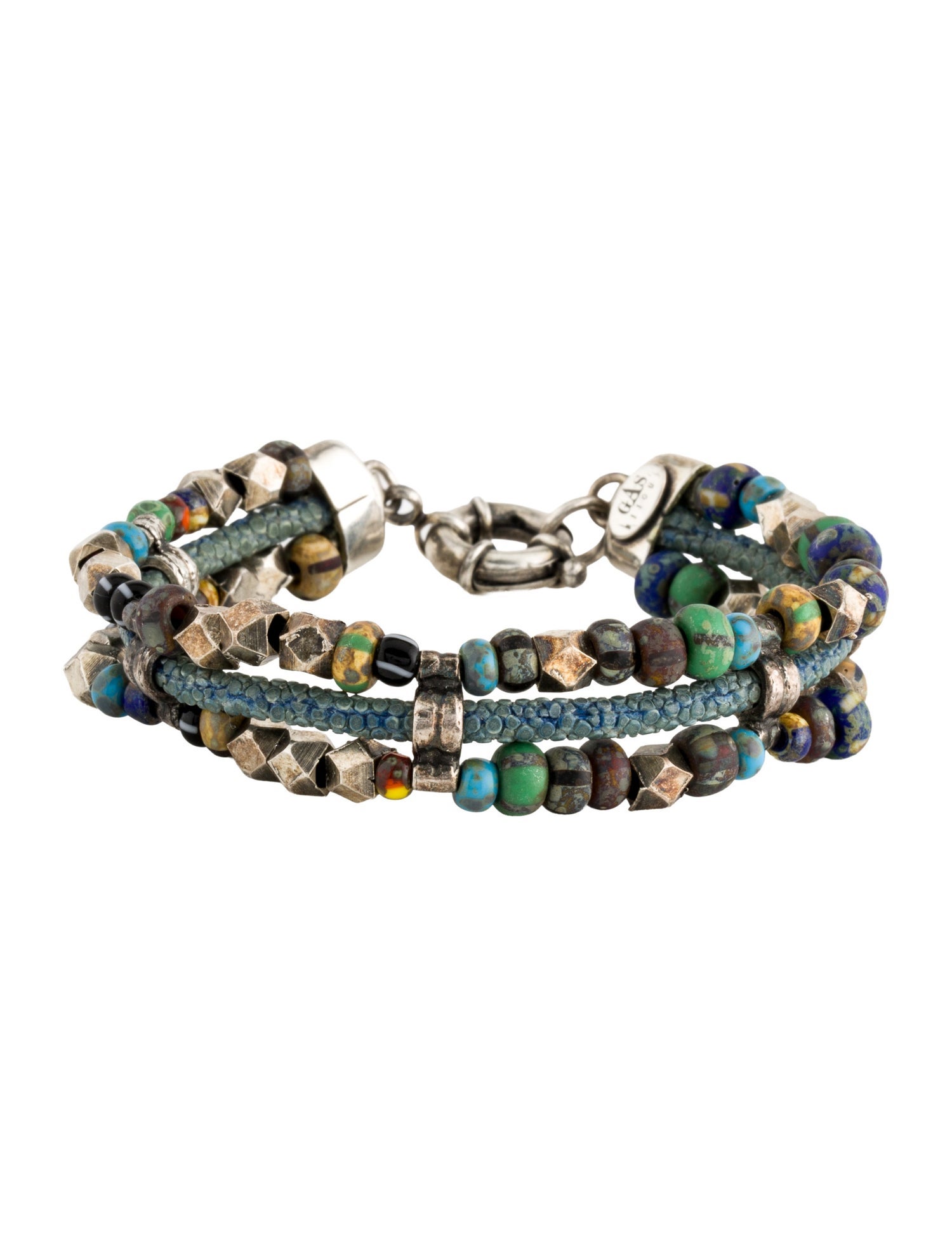 Gas Bijoux Leather & Multi Stone Link Bracelet
