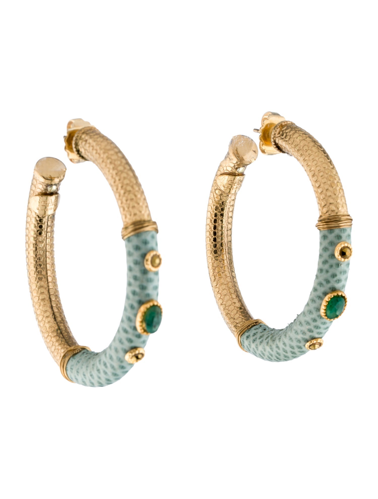 Gas Bijoux Leather & Crystal Hoop Earrings