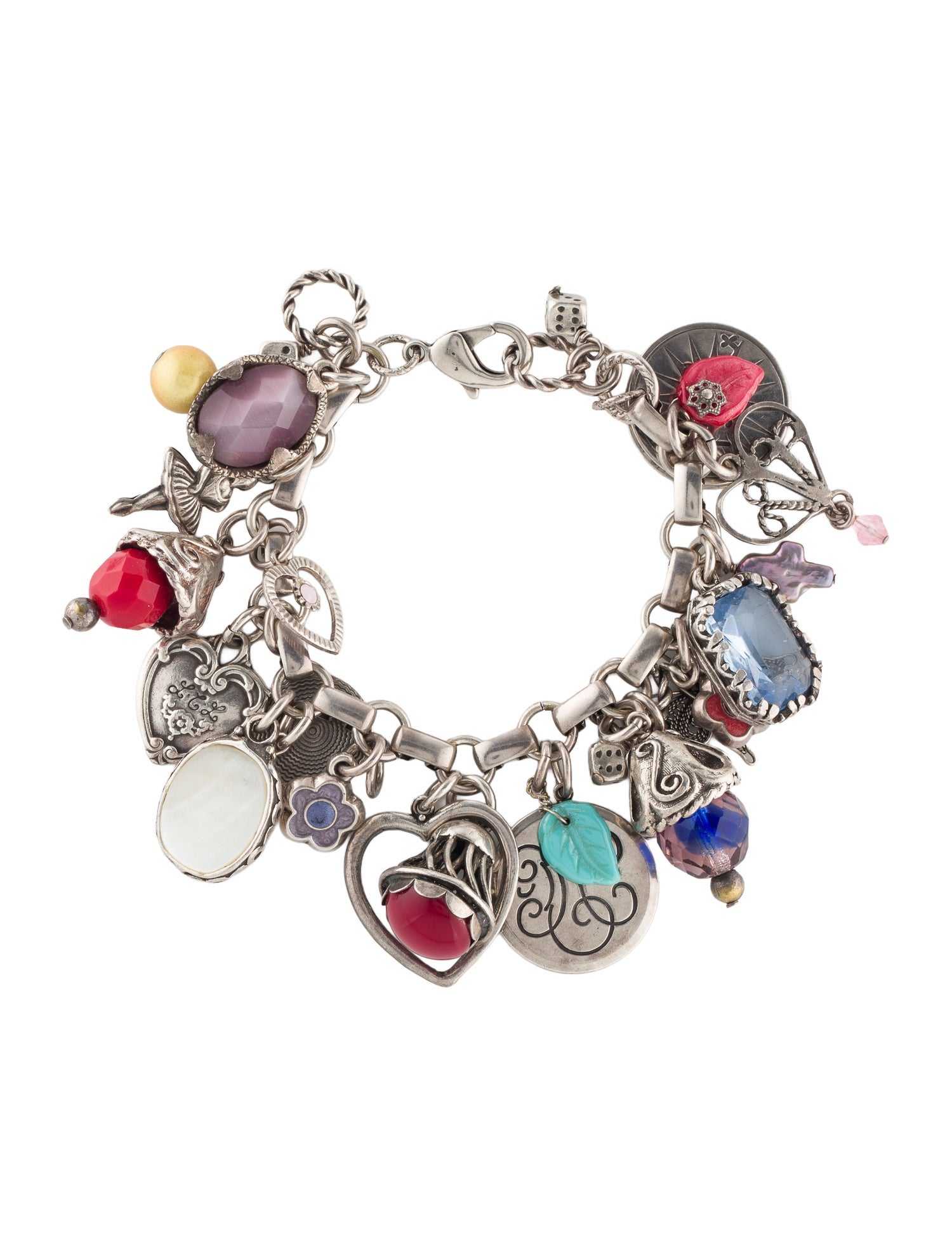 Gas Bijoux Mother Of Pearl, Crystal & Enamel Charm Bracelet