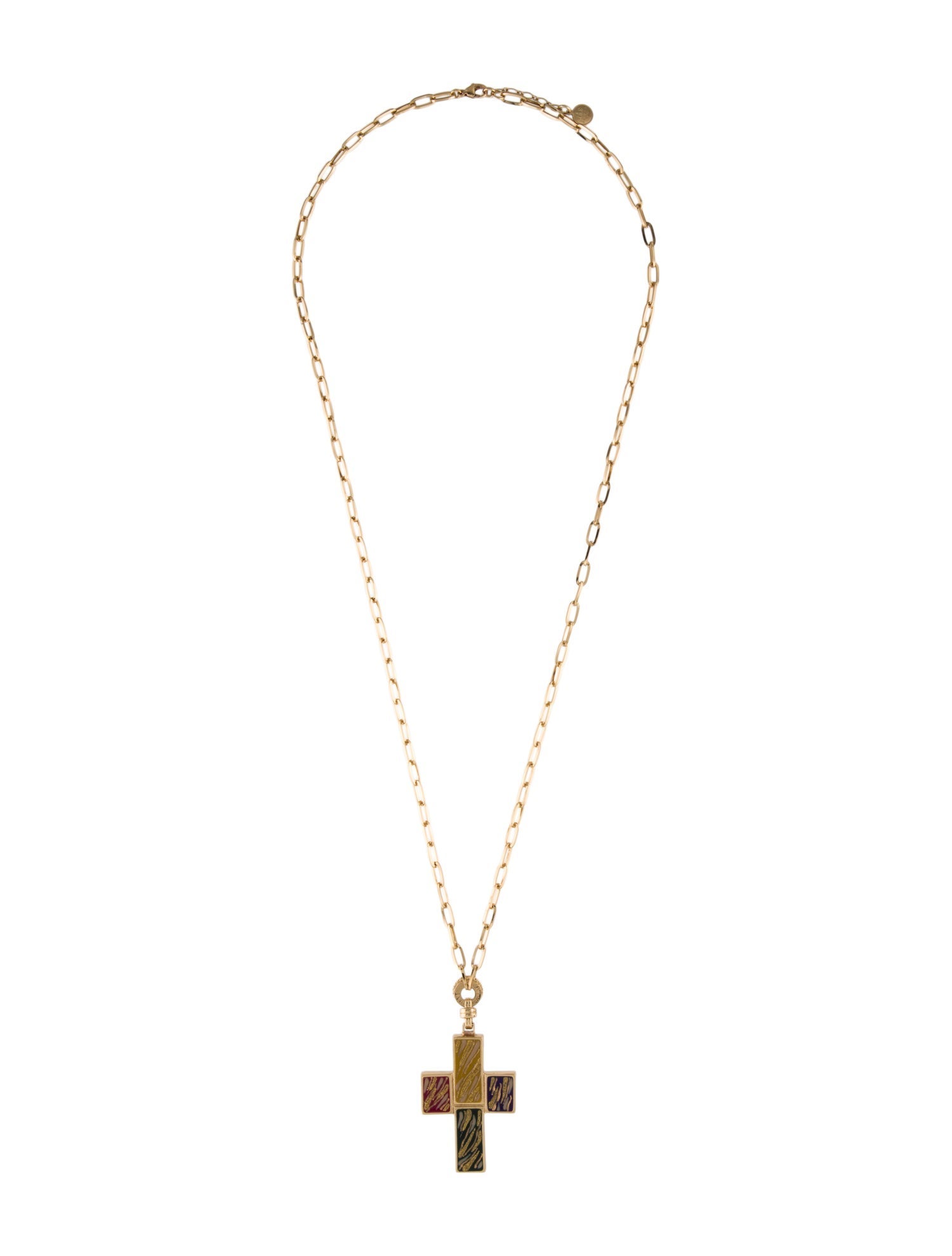 Gas Bijoux Enamel Croix Pendant Necklace
