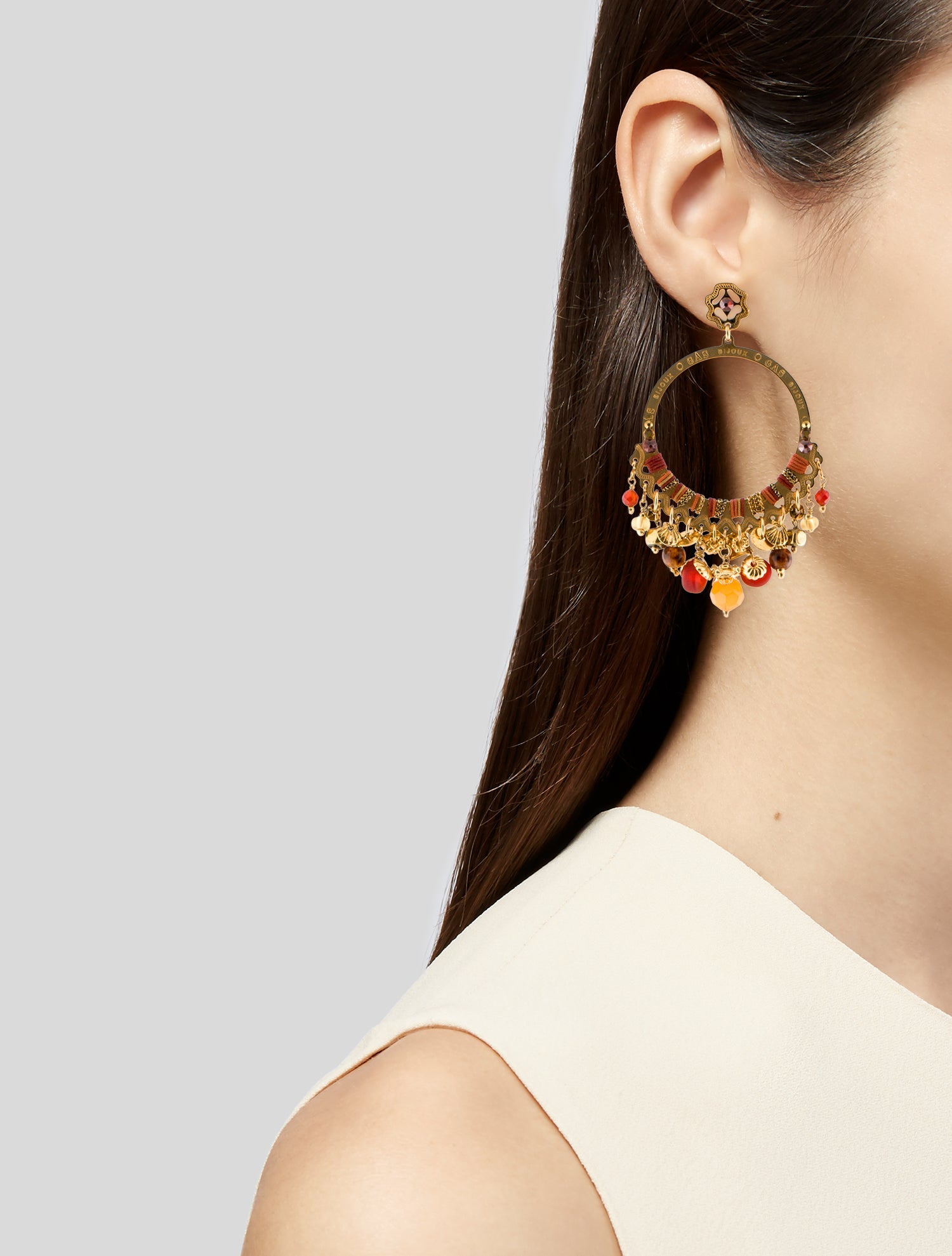 Gas Bijoux Cecile Serti Hoop Earrings