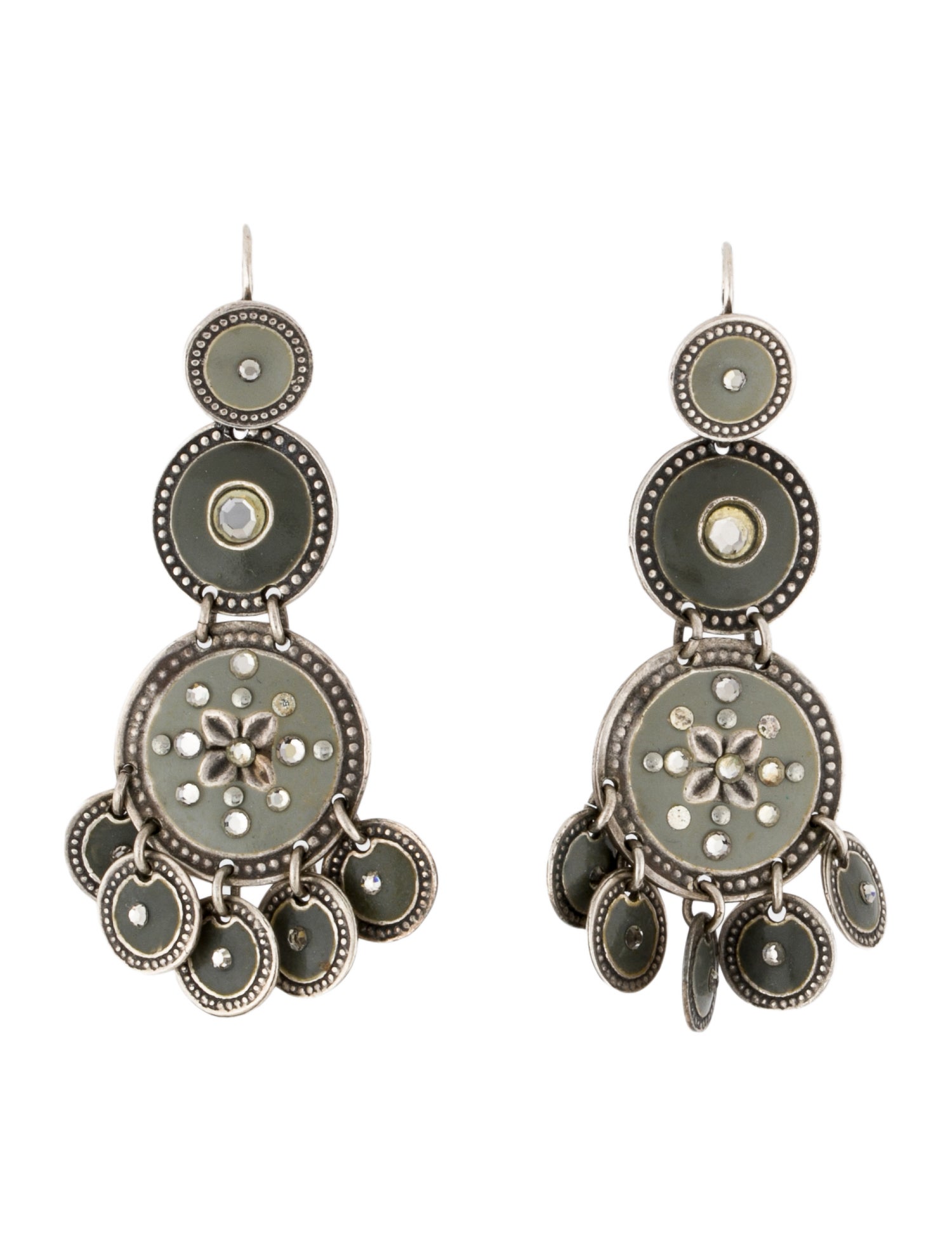 Gas Bijoux Enamel & Crystal Chandelier Drop Earrings