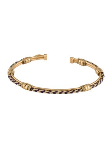 Pre-owned Gas Bijoux Bellagio Cuff Bracelet, 6.25" In Blue