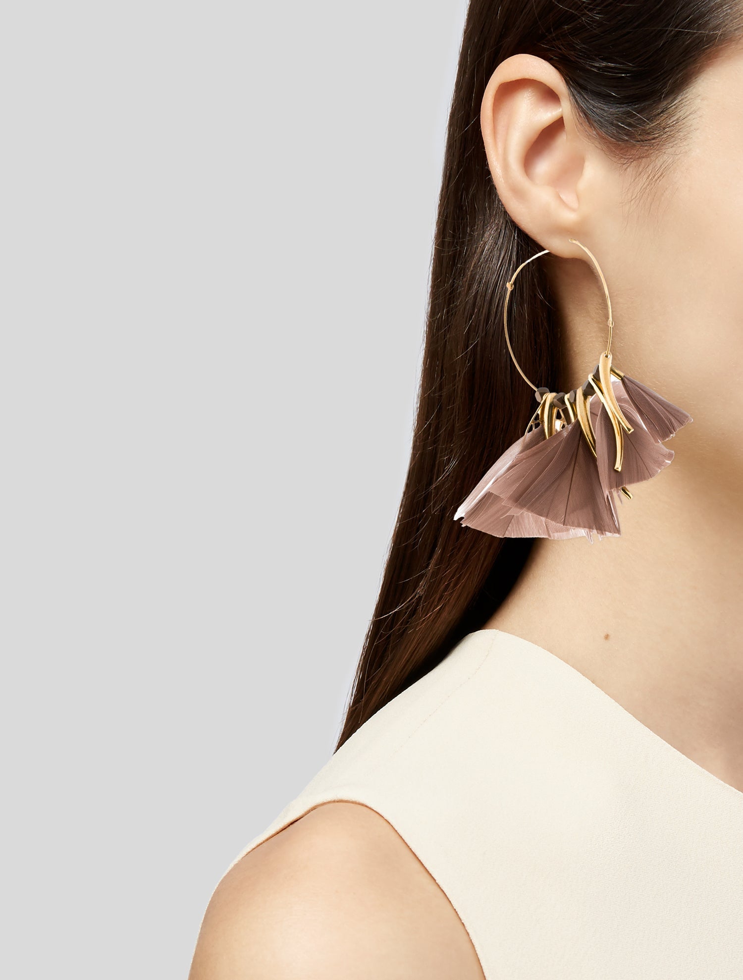 Gas Bijoux Feather & Bead Marly Hoop Earrings