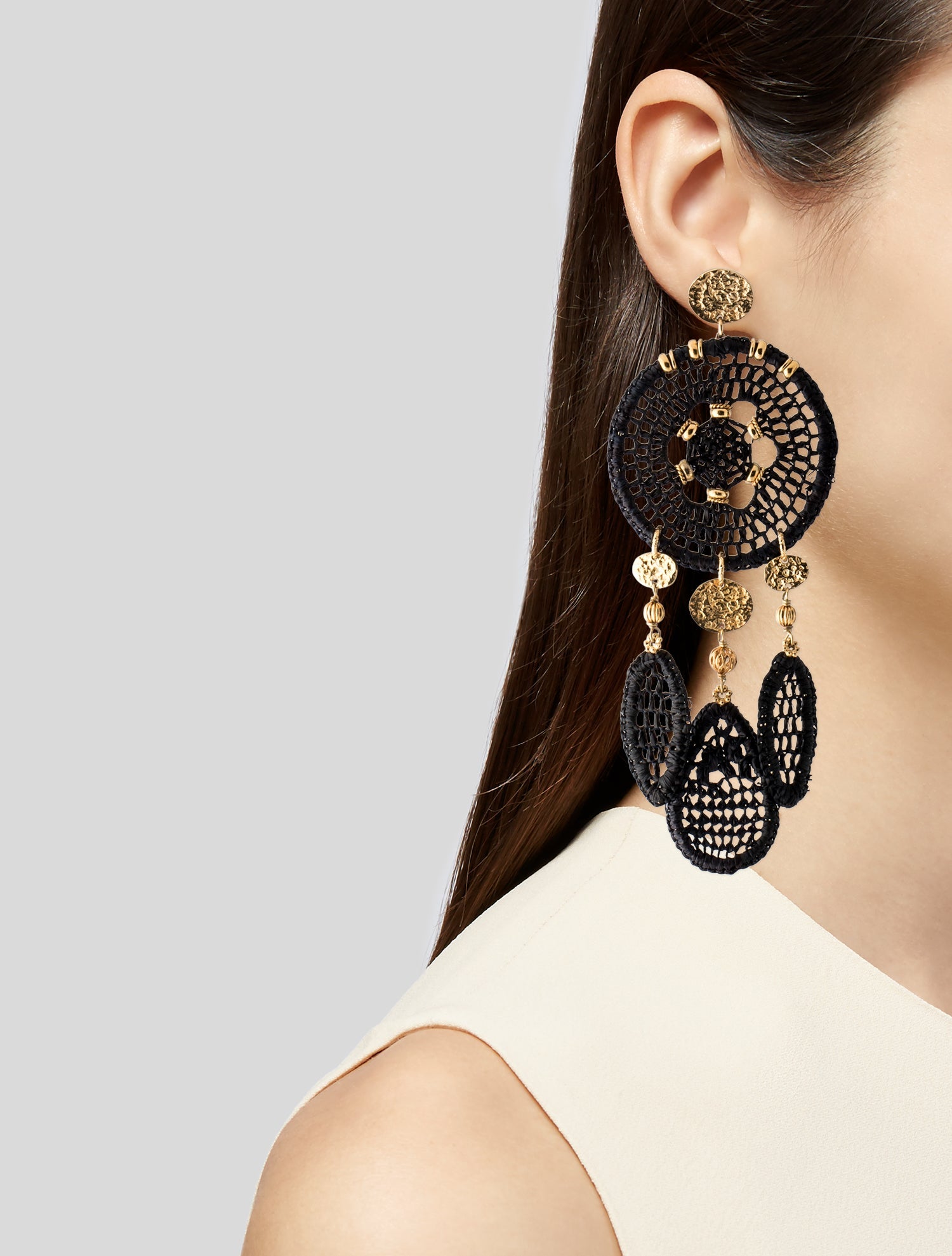 Gas Bijoux Fanfaria Crochet Drop Earrings
