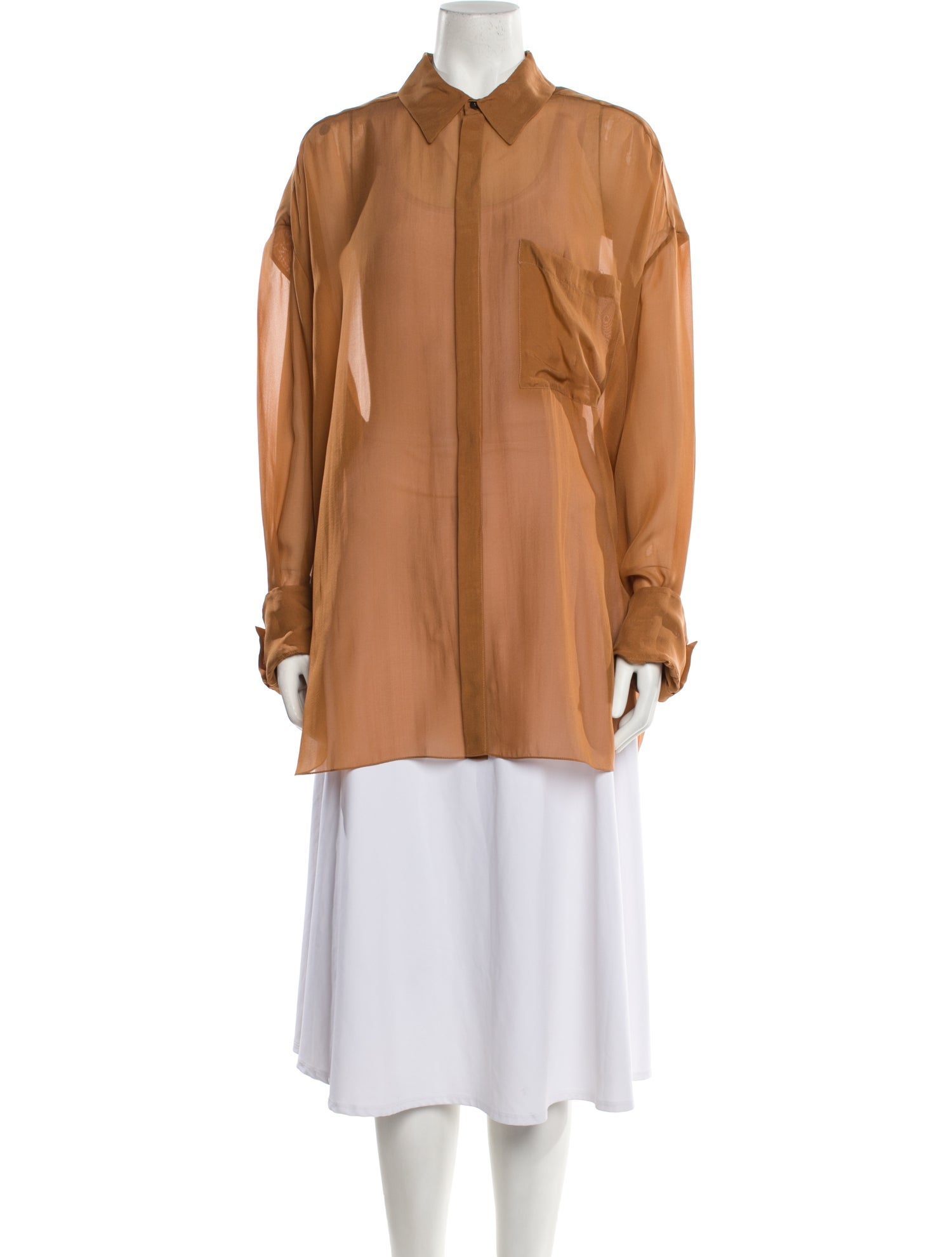 Gauchere Silk Long Sleeve Button-Up Top w/ Tags