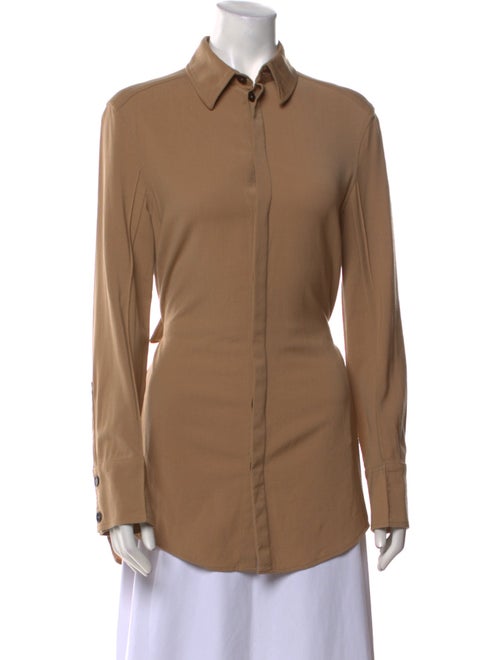 Gauchere Virgin Wool Long Sleeve Button-Up Top