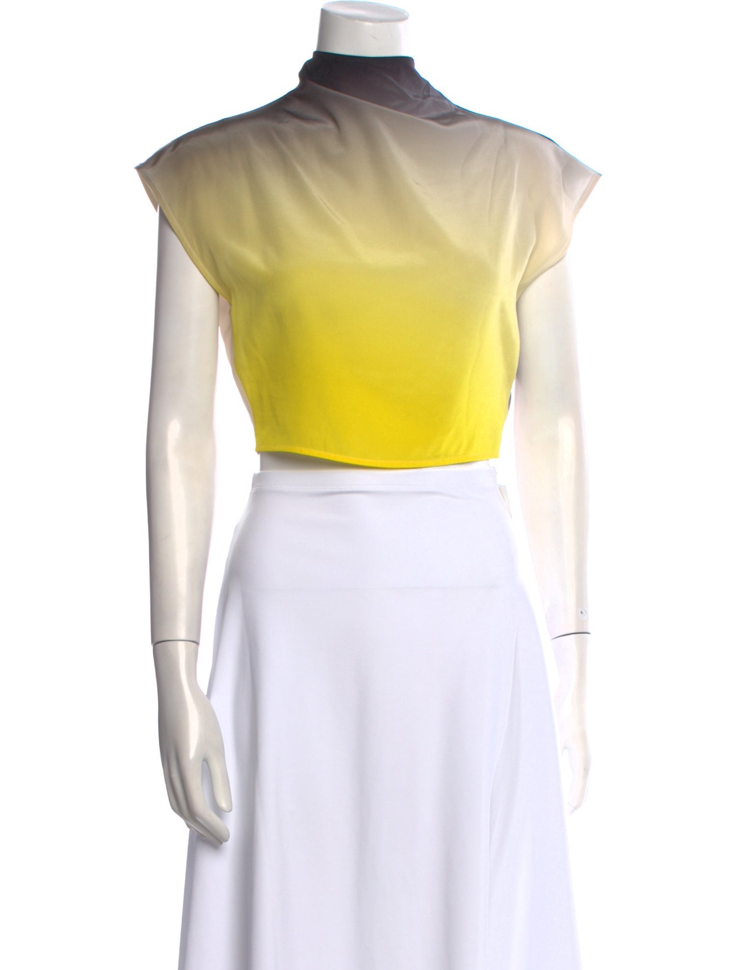 Gauchere Silk Mock Neck Crop Top w/ Tags