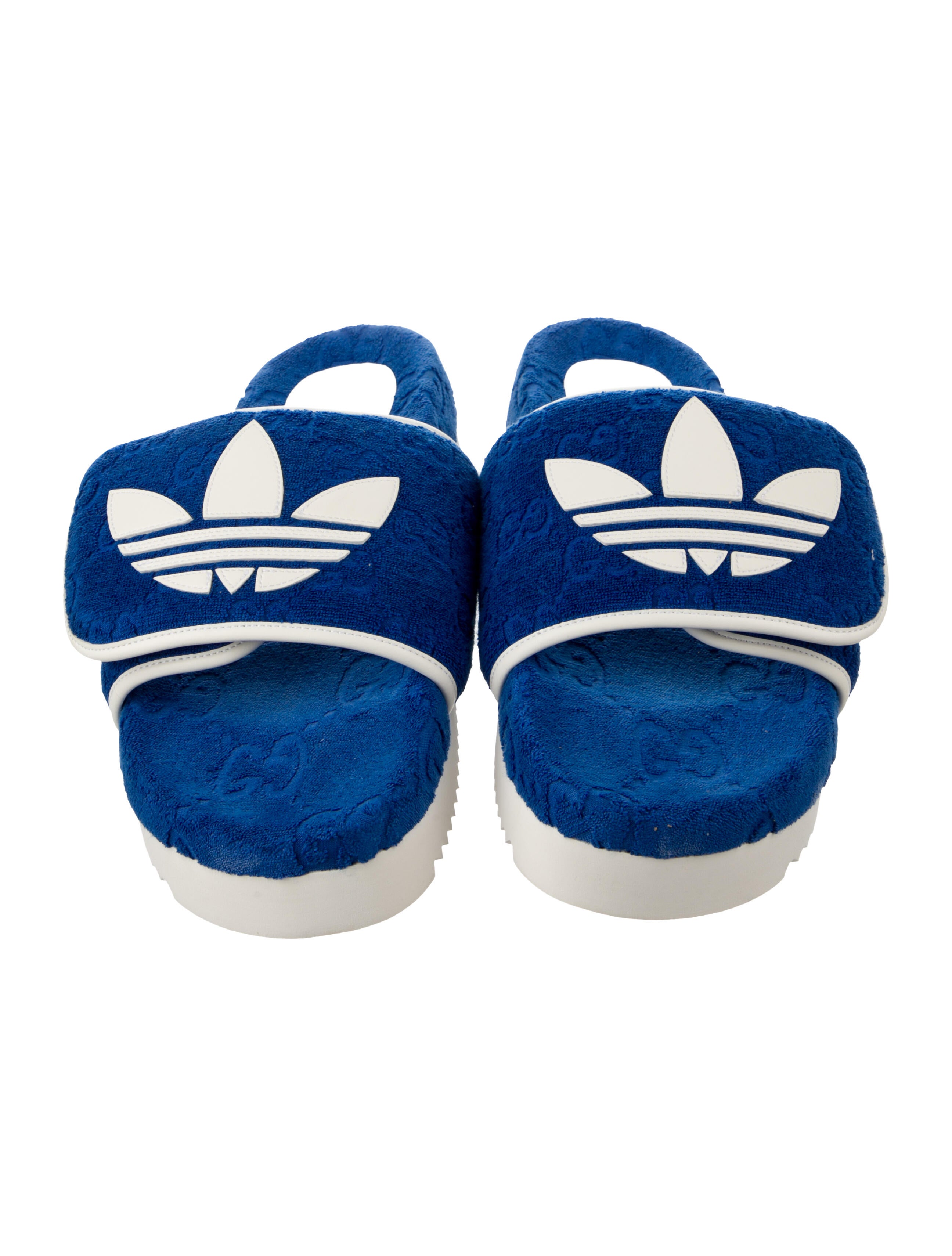Gucci x Adidas Graphic Print Slides - Blue Sandals, Shoes