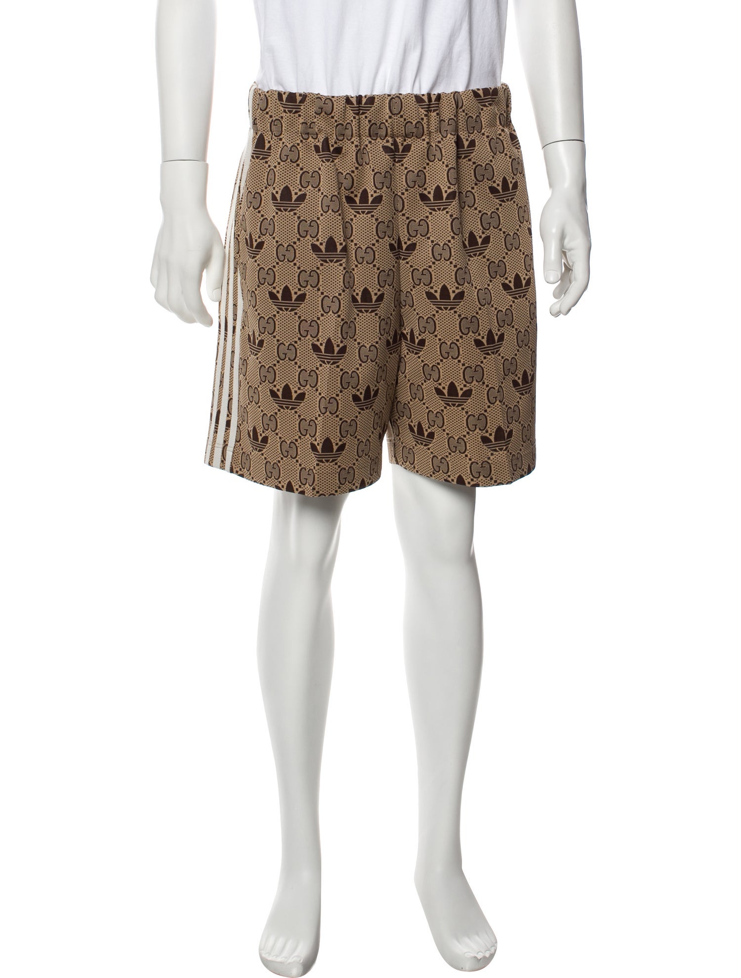 Gucci x Adidas Web Accent Shorts - Neutrals Shorts, Clothing