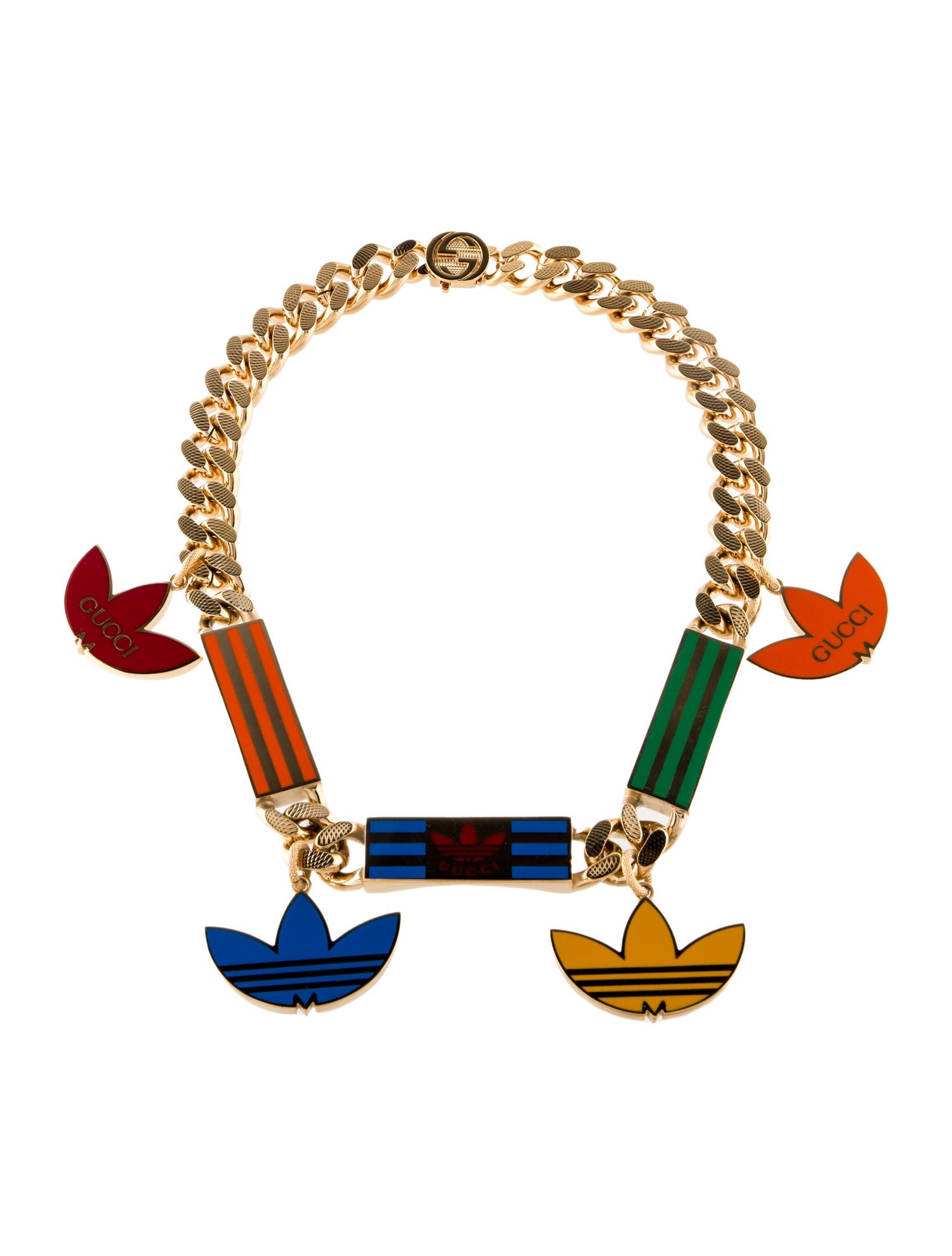 Gucci x Adidas Enamel Gourmette Necklace - Blue, Gold-Plated