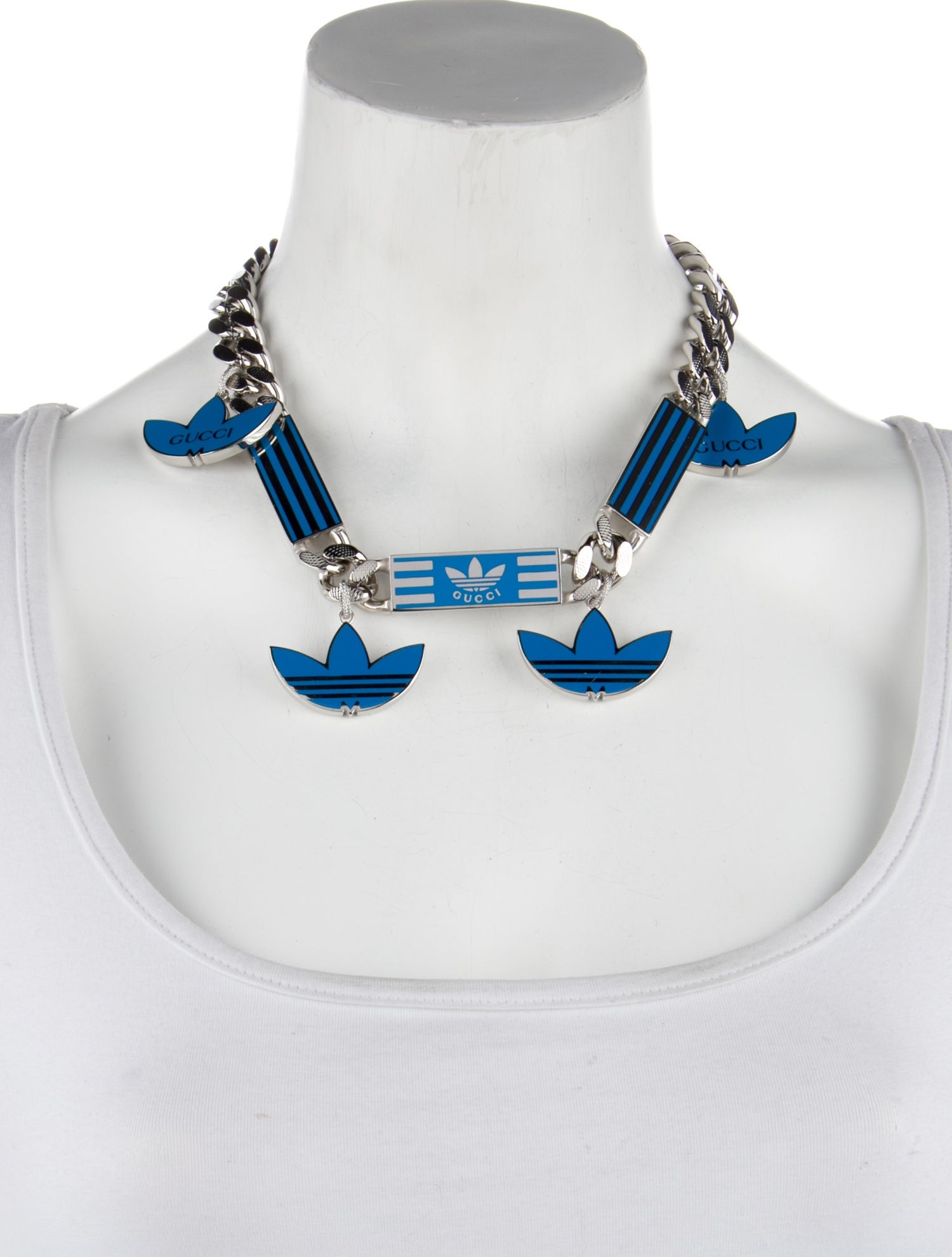 Gucci x Adidas Enamel Gourmette Necklace - Blue Station, Necklaces