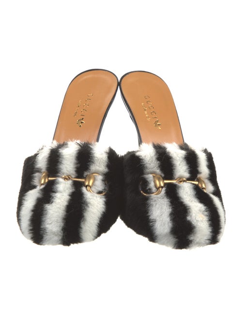 Gucci x Adidas Horsebit Accent Faux Fur Mules