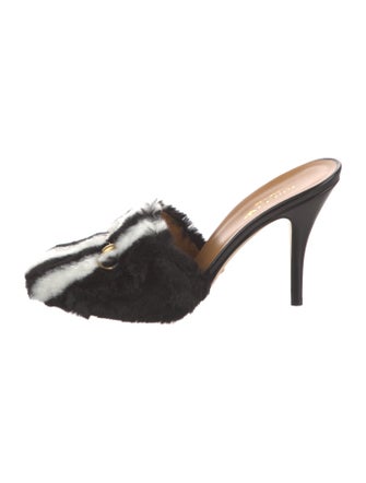 Gucci x Adidas Horsebit Accent Faux Fur Mules