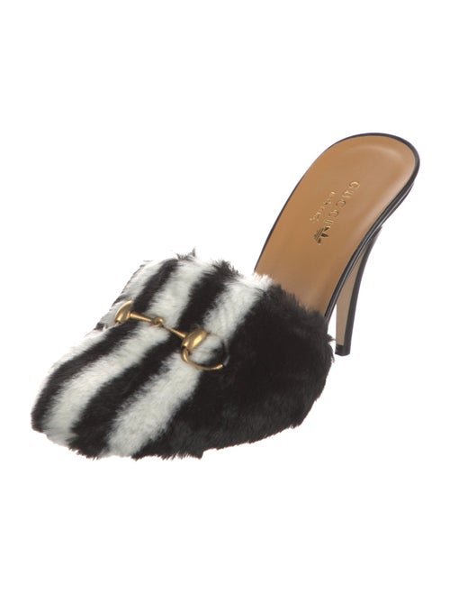 Gucci x Adidas Horsebit Accent Faux Fur Mules