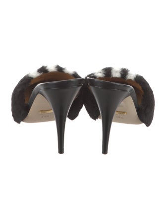 Gucci x Adidas Horsebit Accent Faux Fur Mules