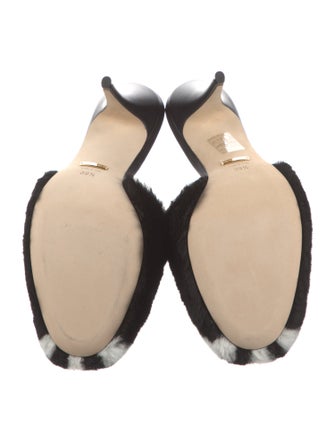 Gucci x Adidas Horsebit Accent Faux Fur Mules