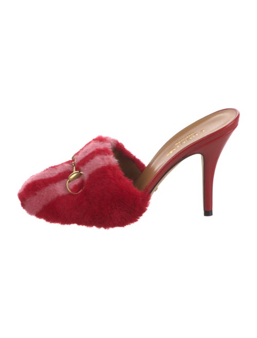 Gucci x Adidas Horsebit Accent Faux Fur Mules