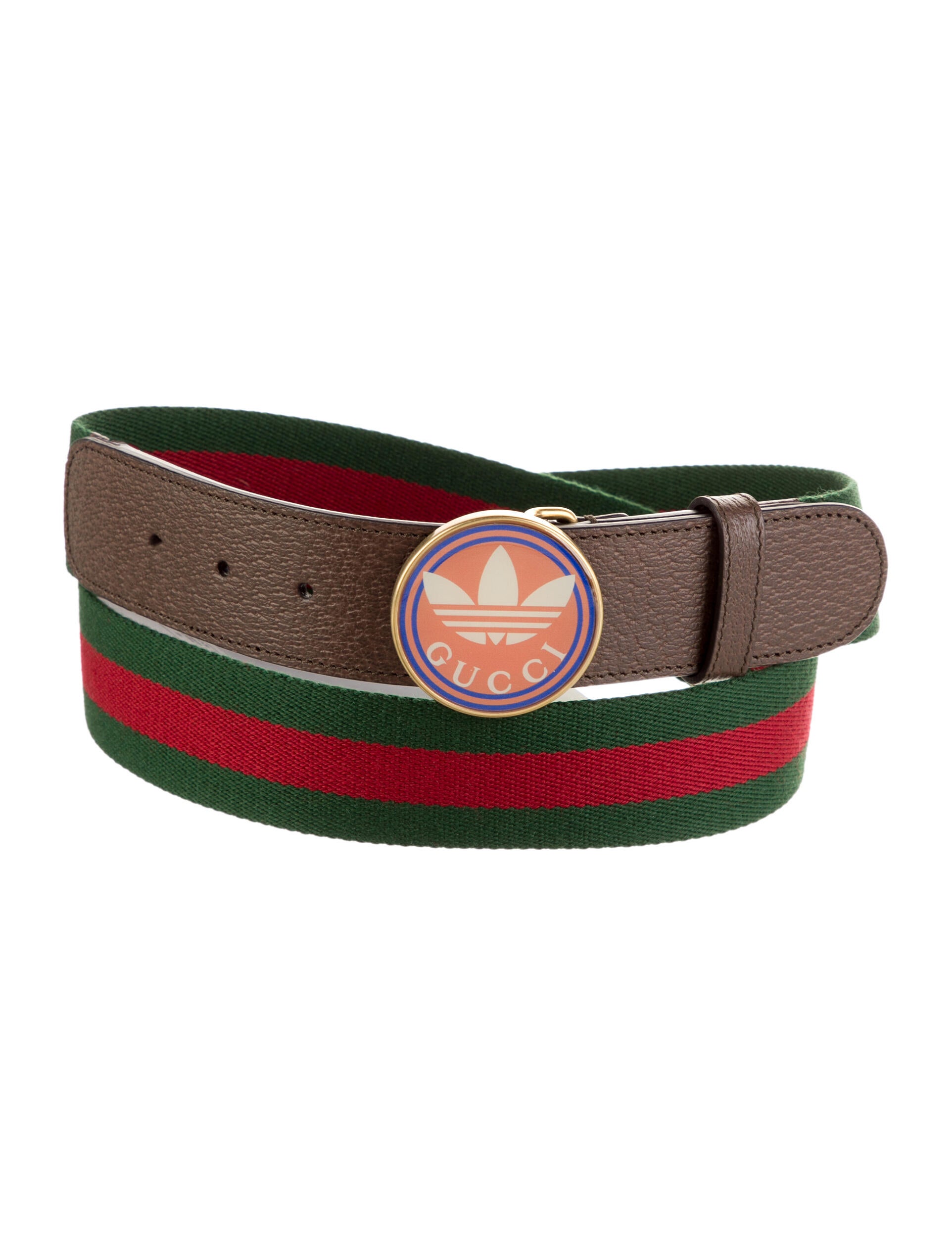 Gucci x Adidas Canvas Leather Trim Embellishment Waist Belt