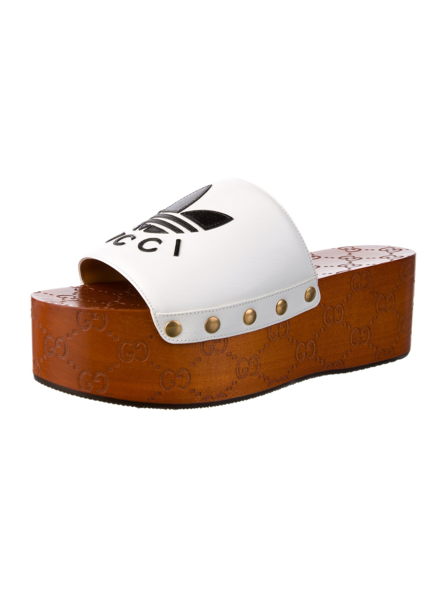 Gucci x Adidas Leather Printed Slides