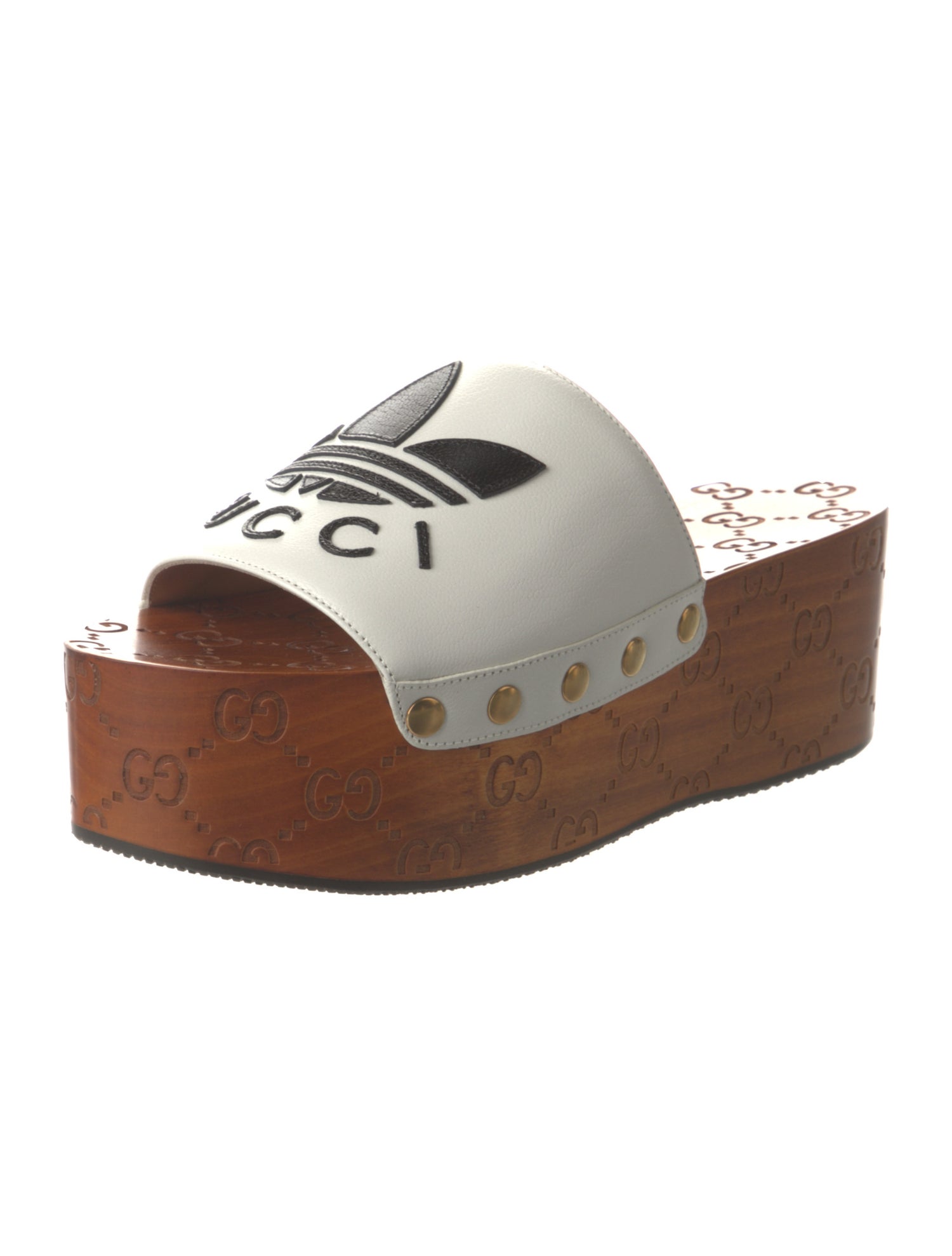 Gucci x Adidas Leather Printed Slides