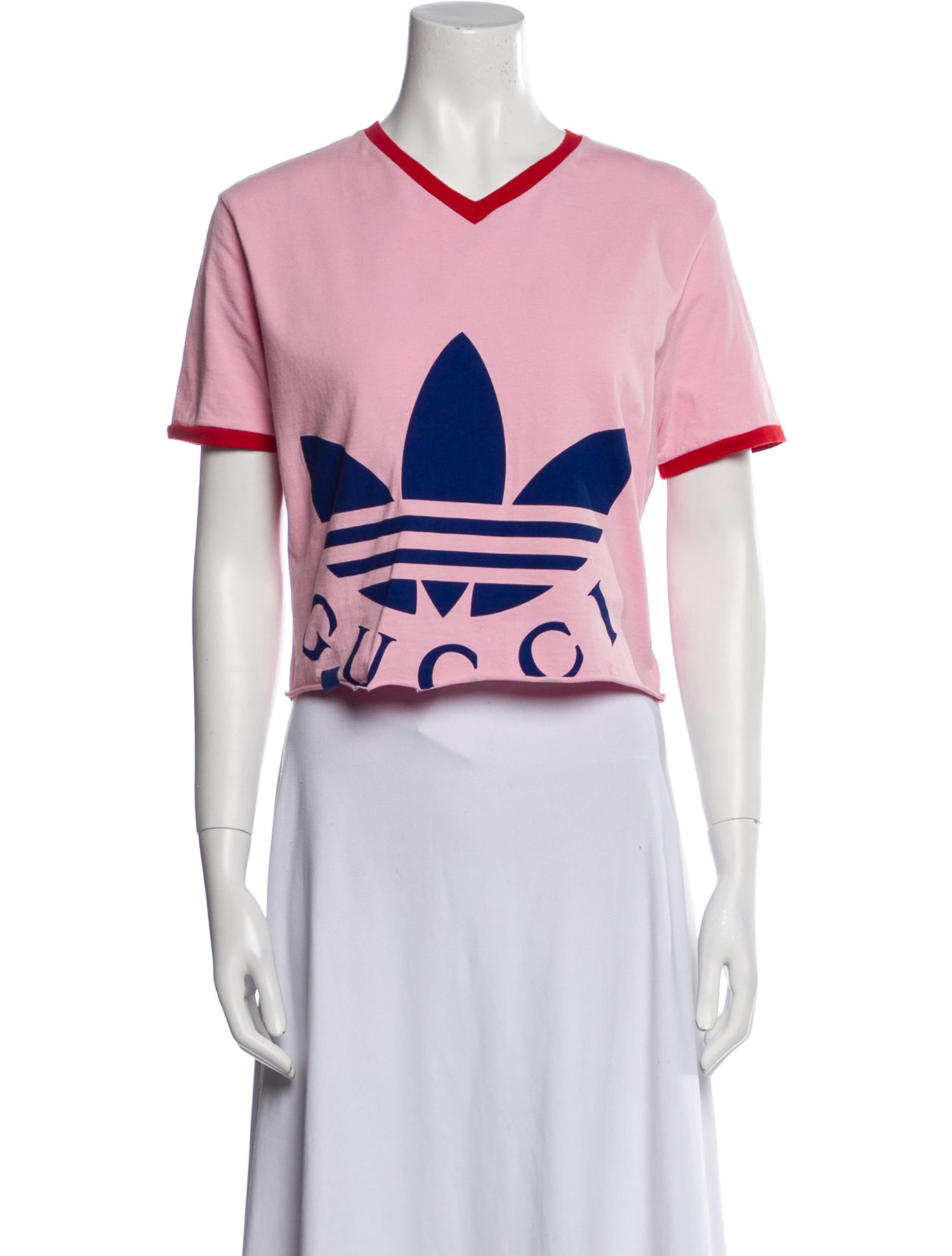 Gucci x Adidas Graphic Print V-Neck Crop Top